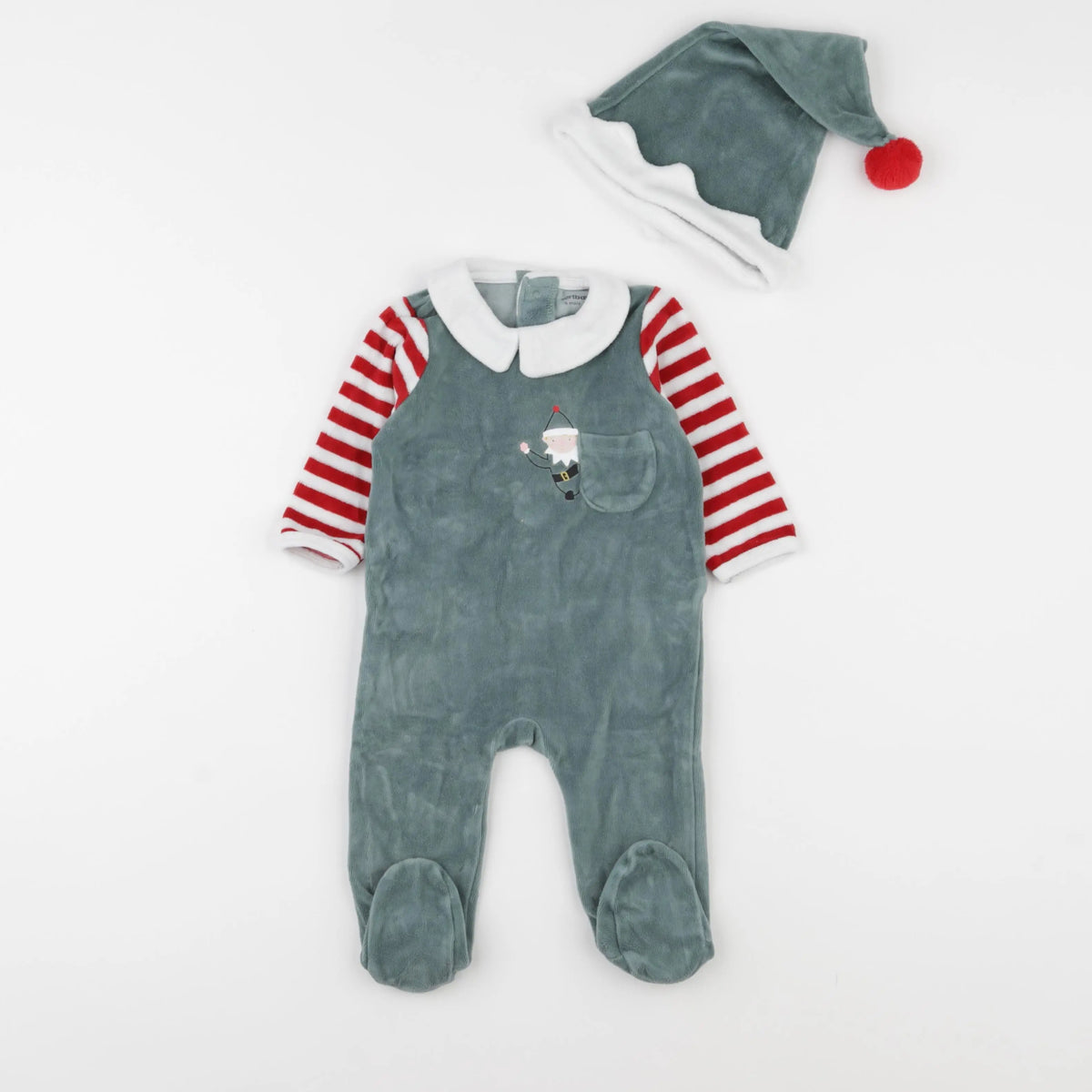 Vertbaudet - pyjama velours vert - 6 mois