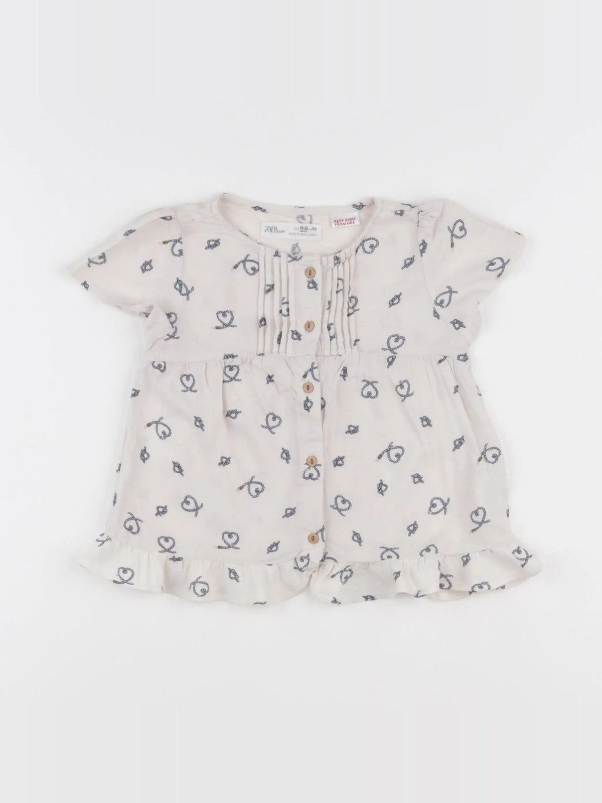 Zara - blouse bleu, blanc - 18/24 mois