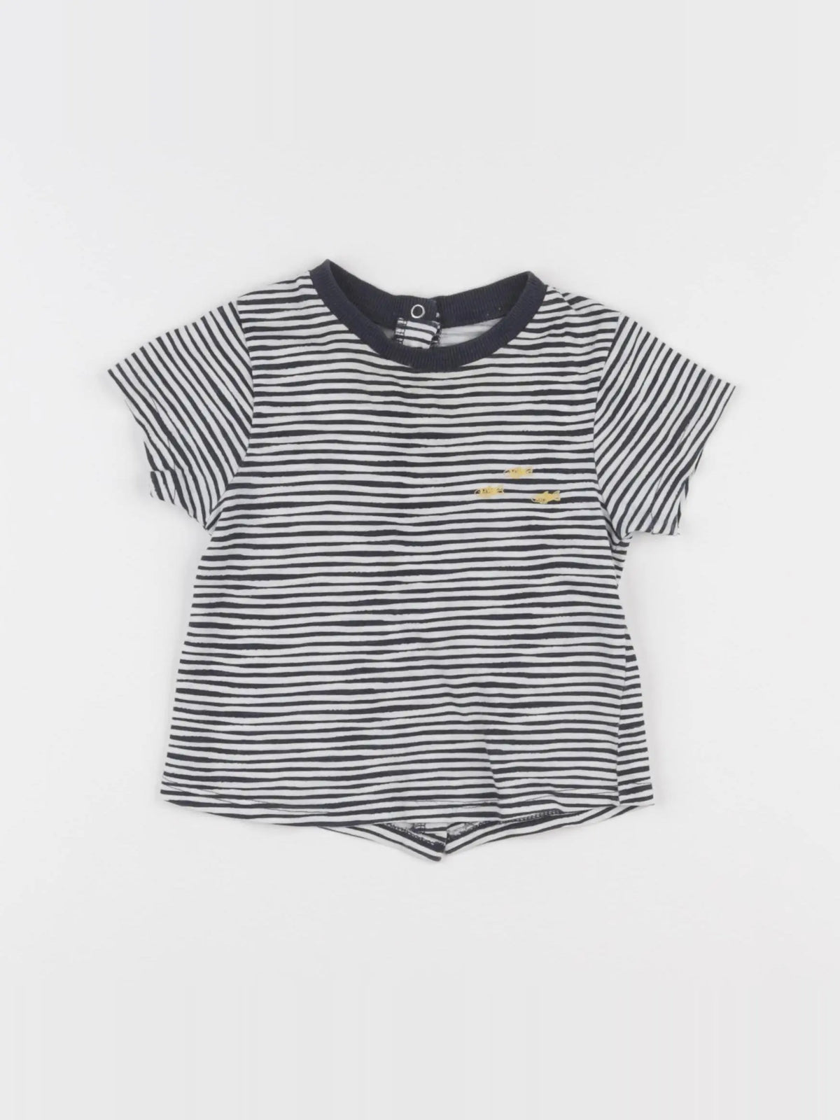 Vertbaudet - tee-shirt bleu, blanc - 6 mois