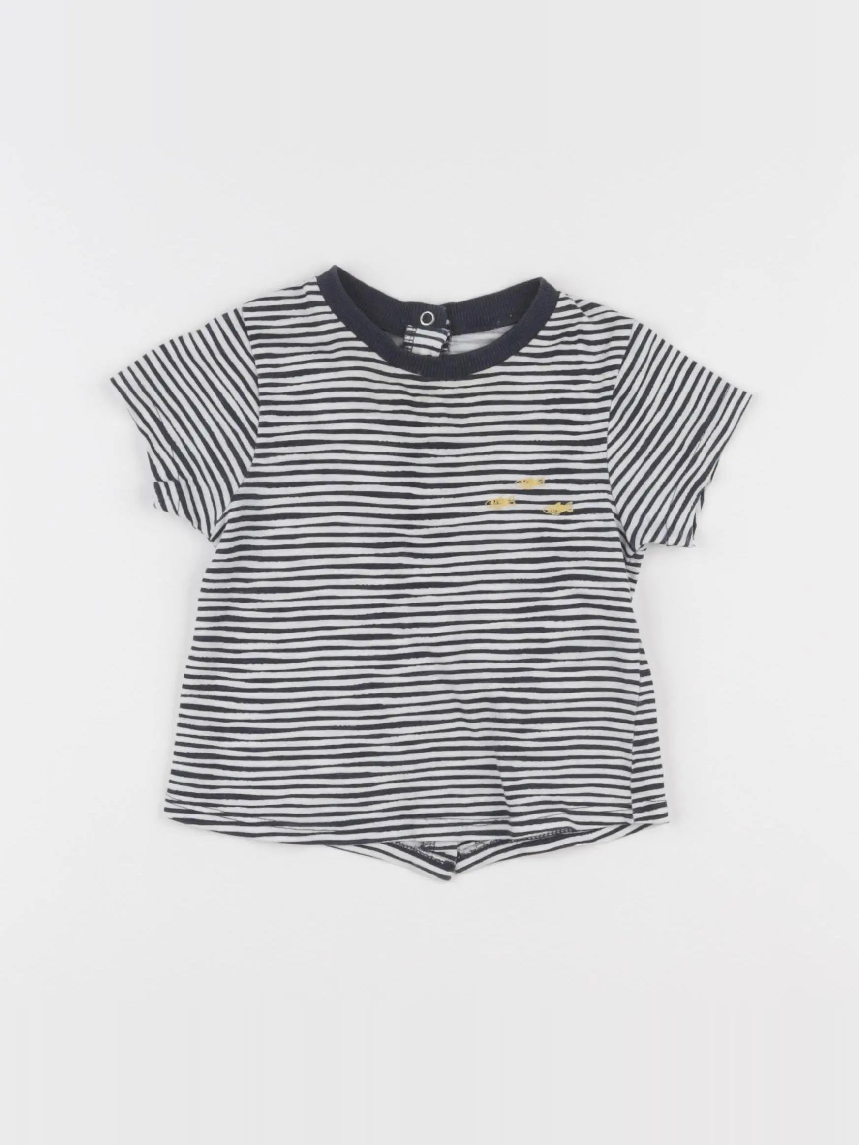 Vertbaudet - tee-shirt bleu, blanc - 6 mois