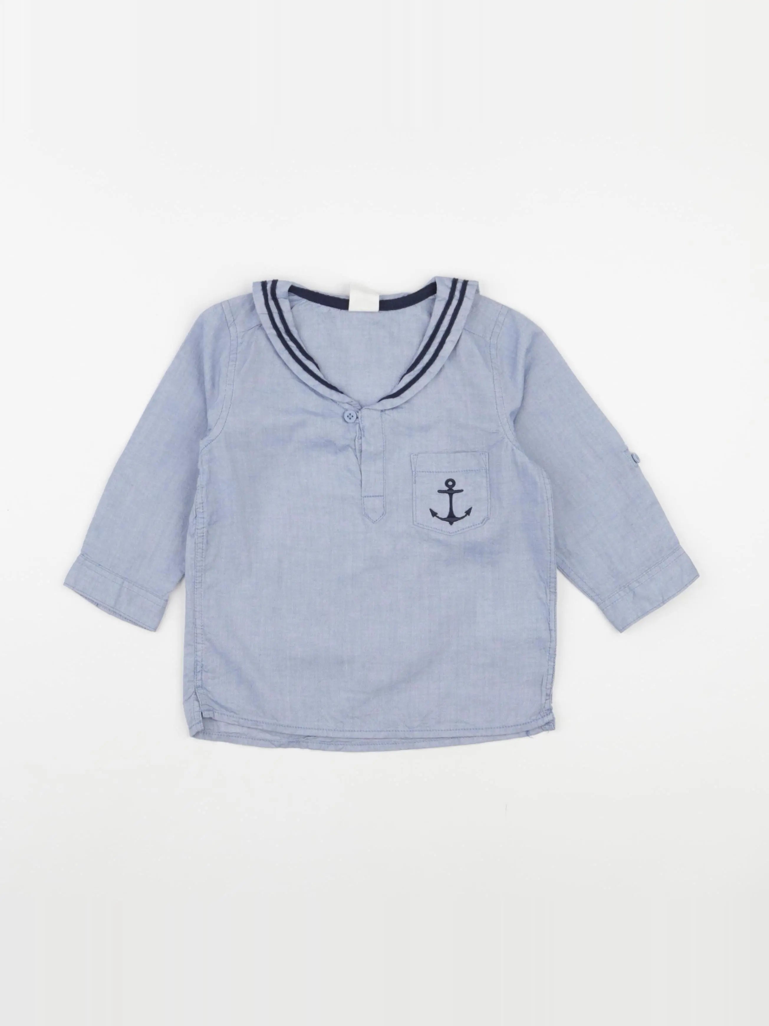 H&M - blouse bleu - 9/12 mois