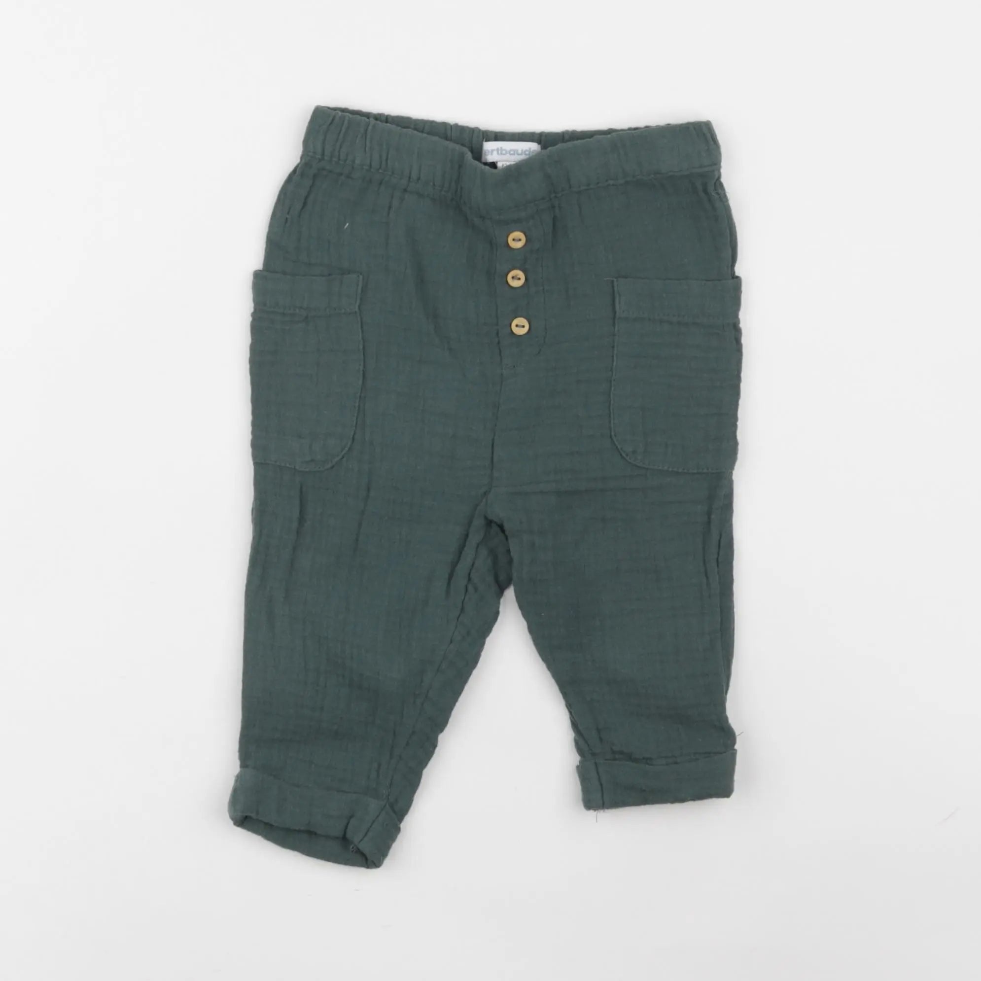 Vertbaudet - pantalon vert - 6 mois