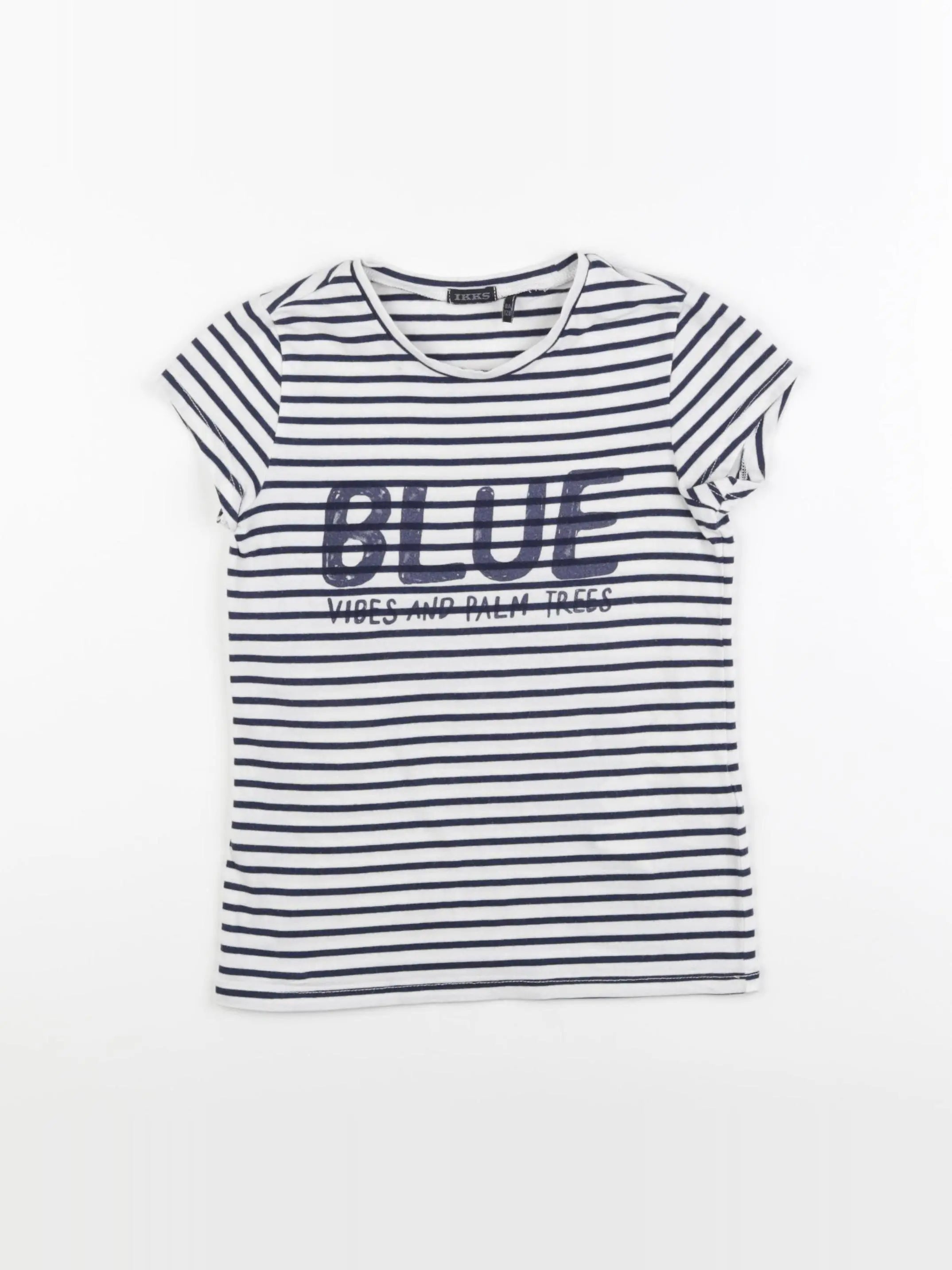 IKKS - tee-shirt blanc, bleu - 8 ans