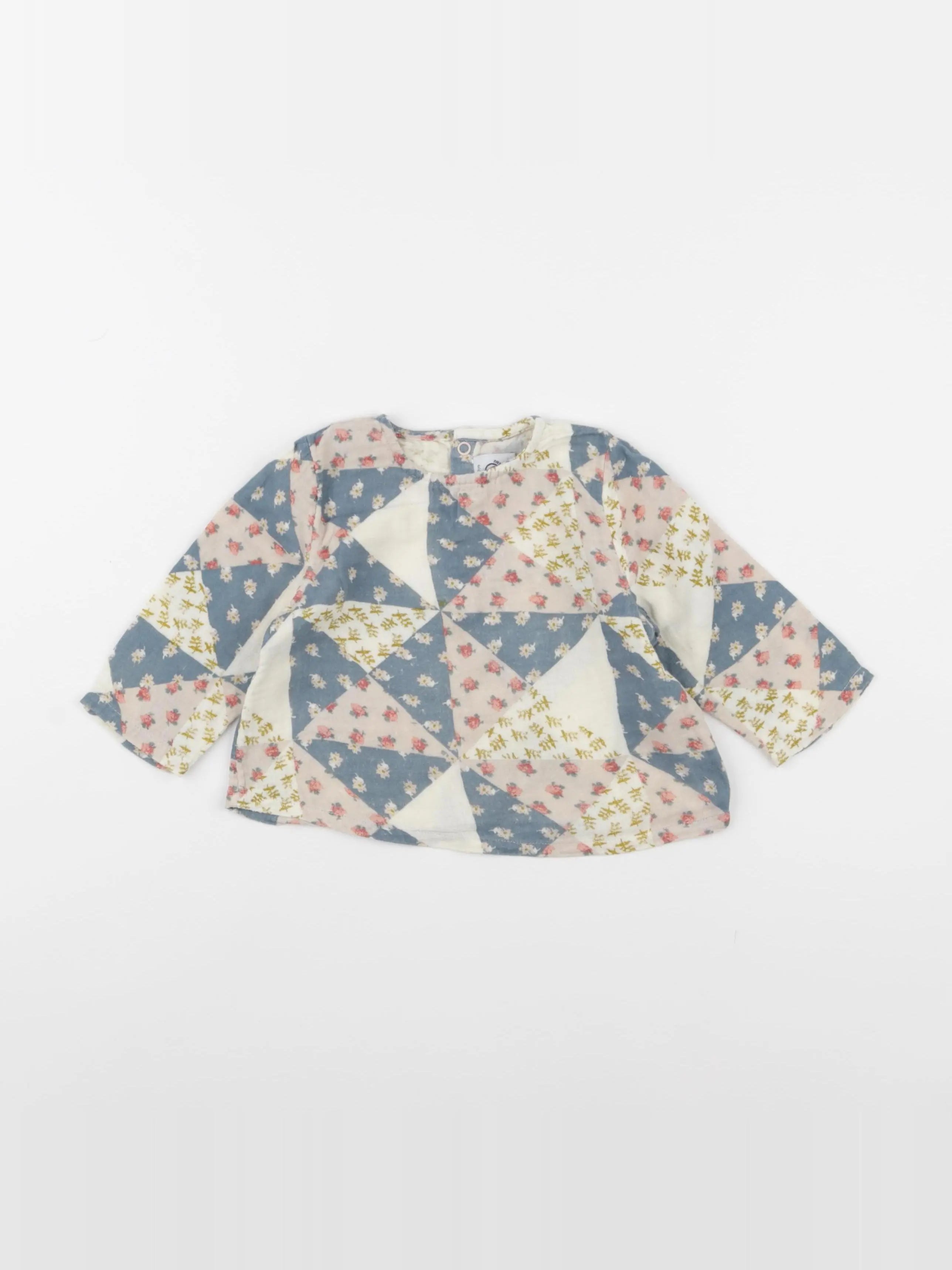 Petit Bateau - blouse bleu - 6 mois