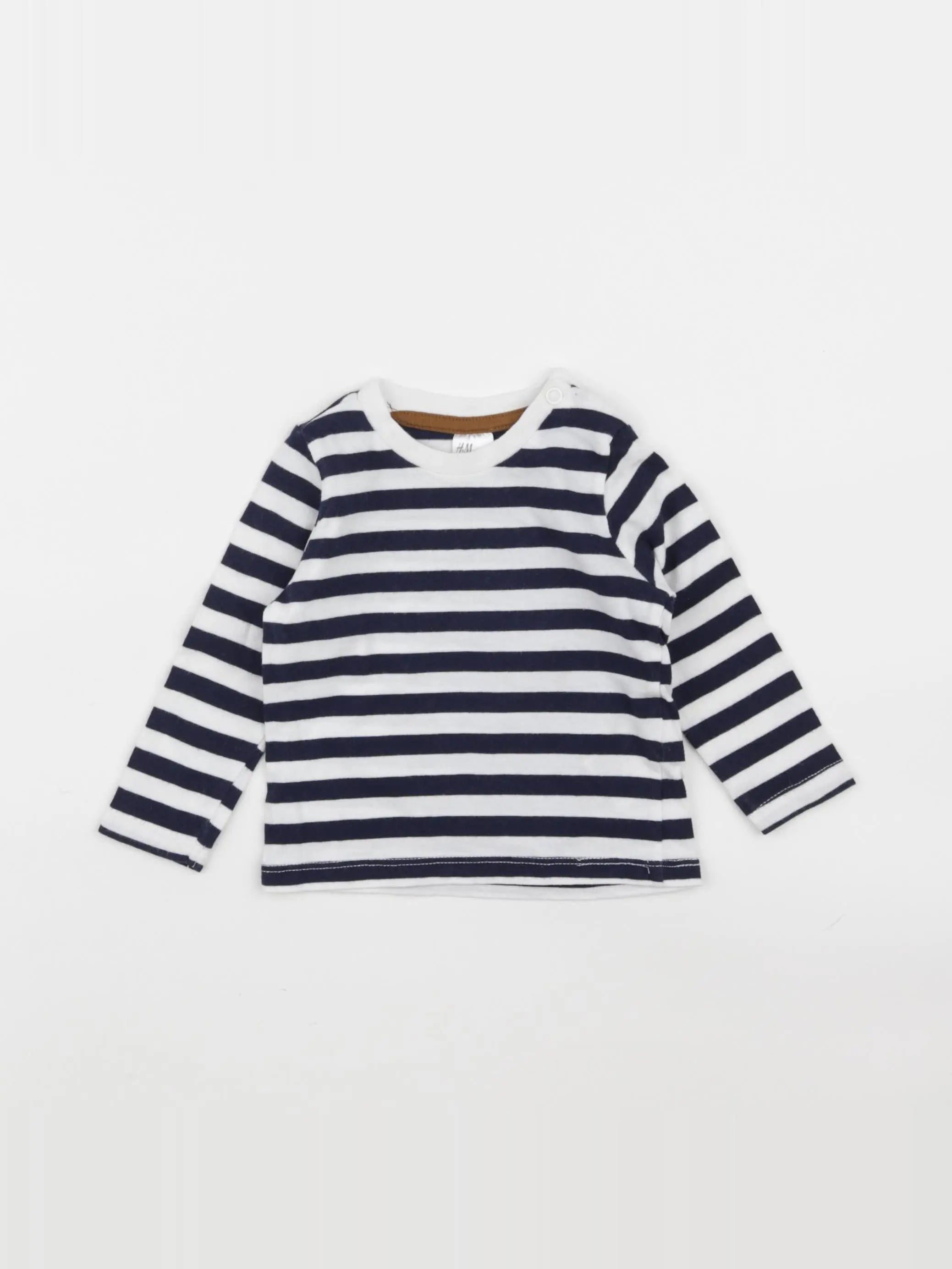 H&M - tee-shirt bleu, blanc - 3/6 mois