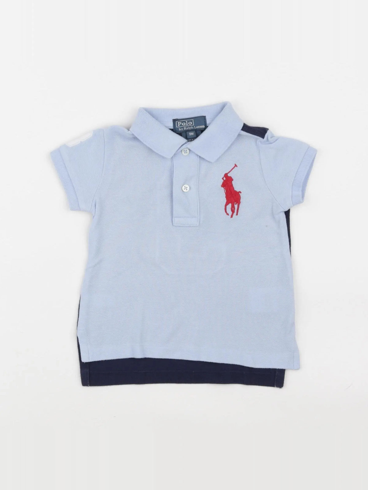 Ralph Lauren - polo imprimé au dos bleu - 9 mois