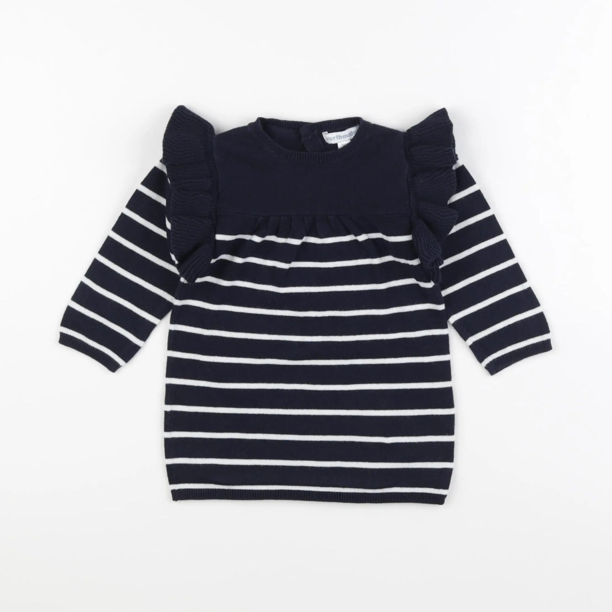 Vertbaudet - robe bleu, blanc - 12 mois