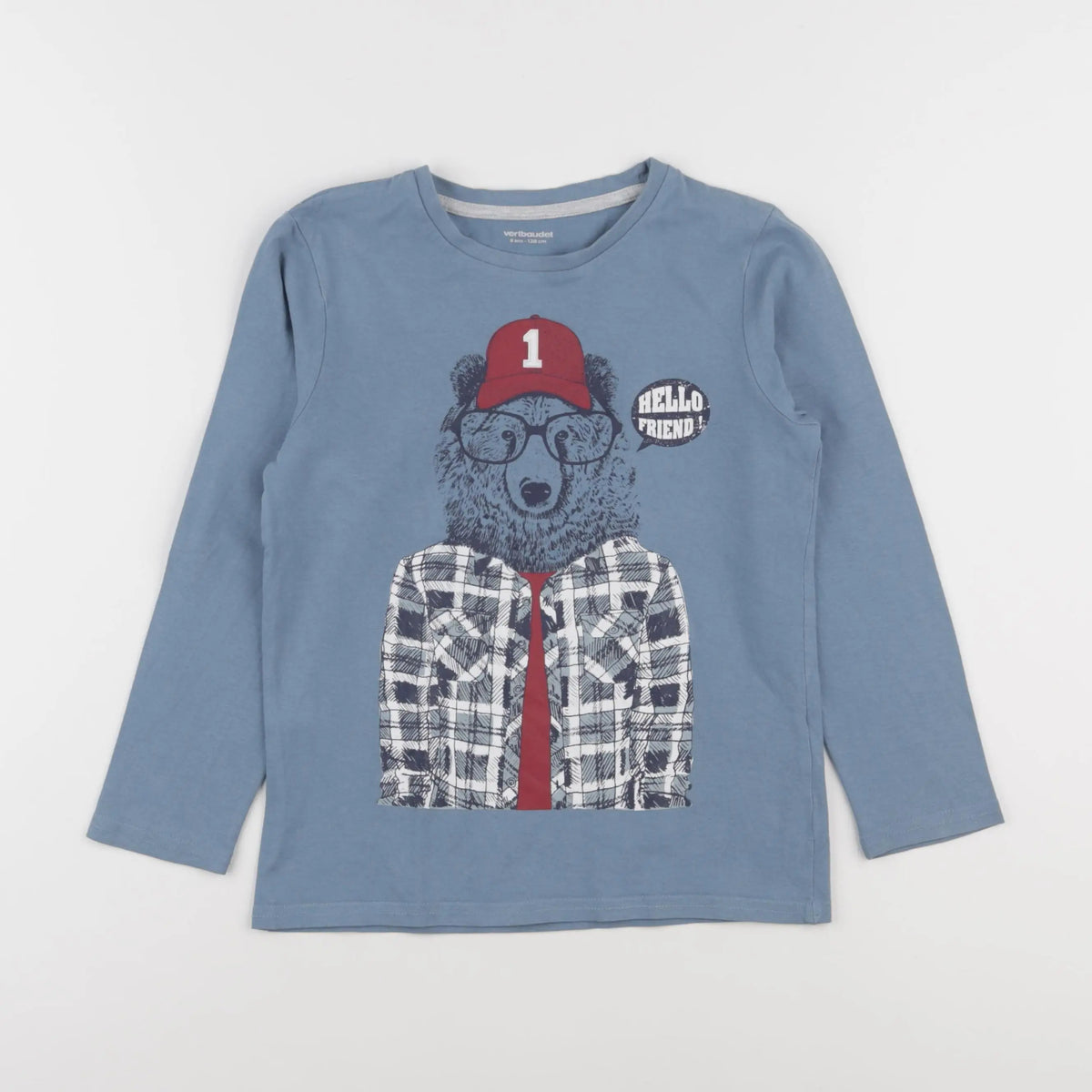 Vertbaudet - tee-shirt bleu - 8 ans
