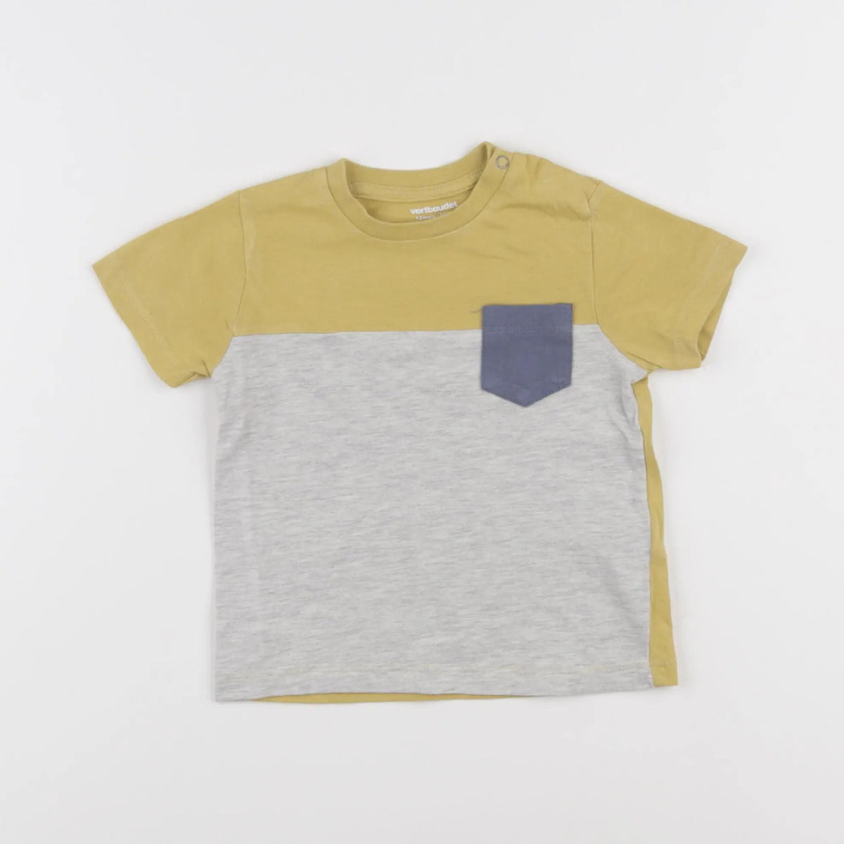 Vertbaudet - tee-shirt jaune, gris - 12 mois
