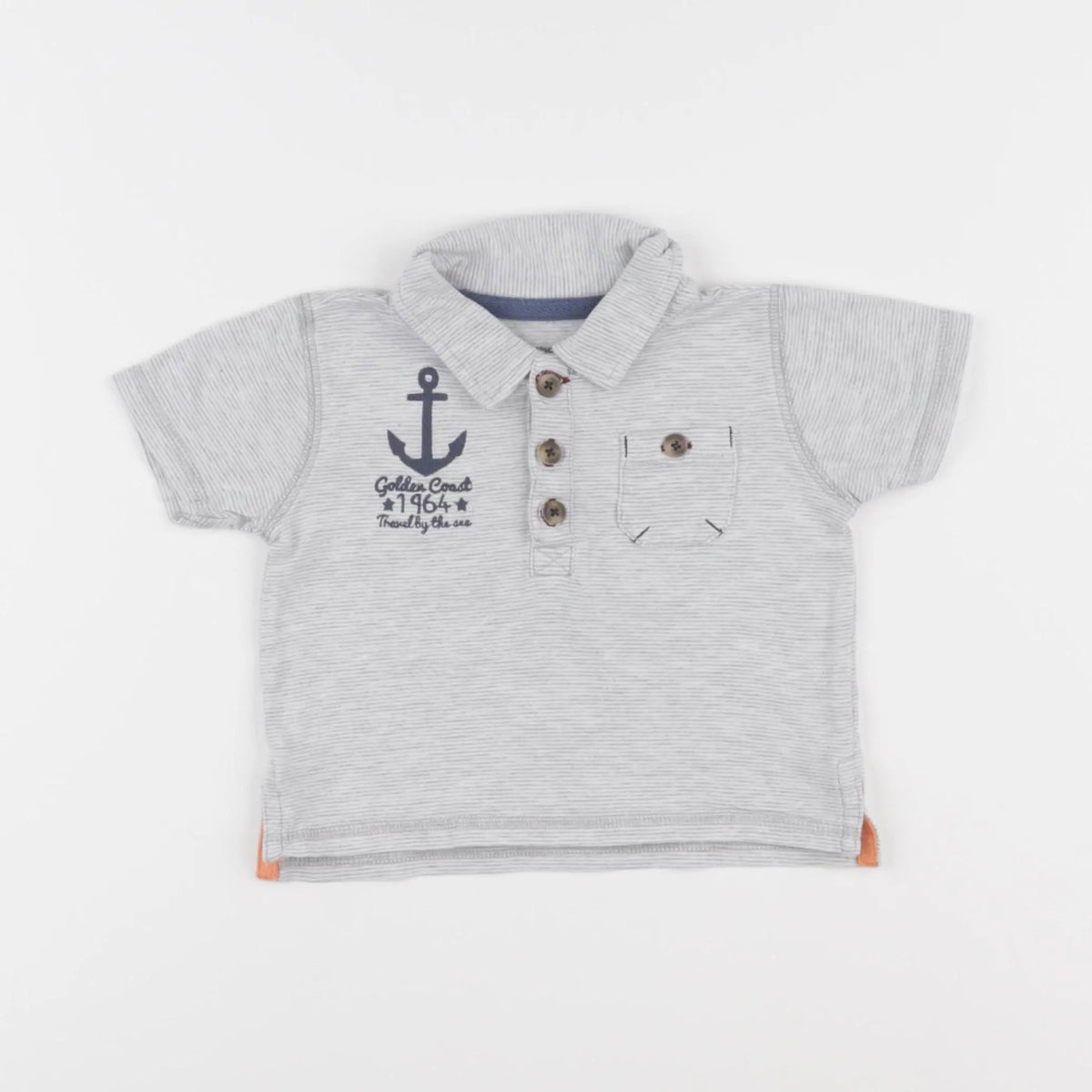 Vertbaudet - polo gris - 12 mois
