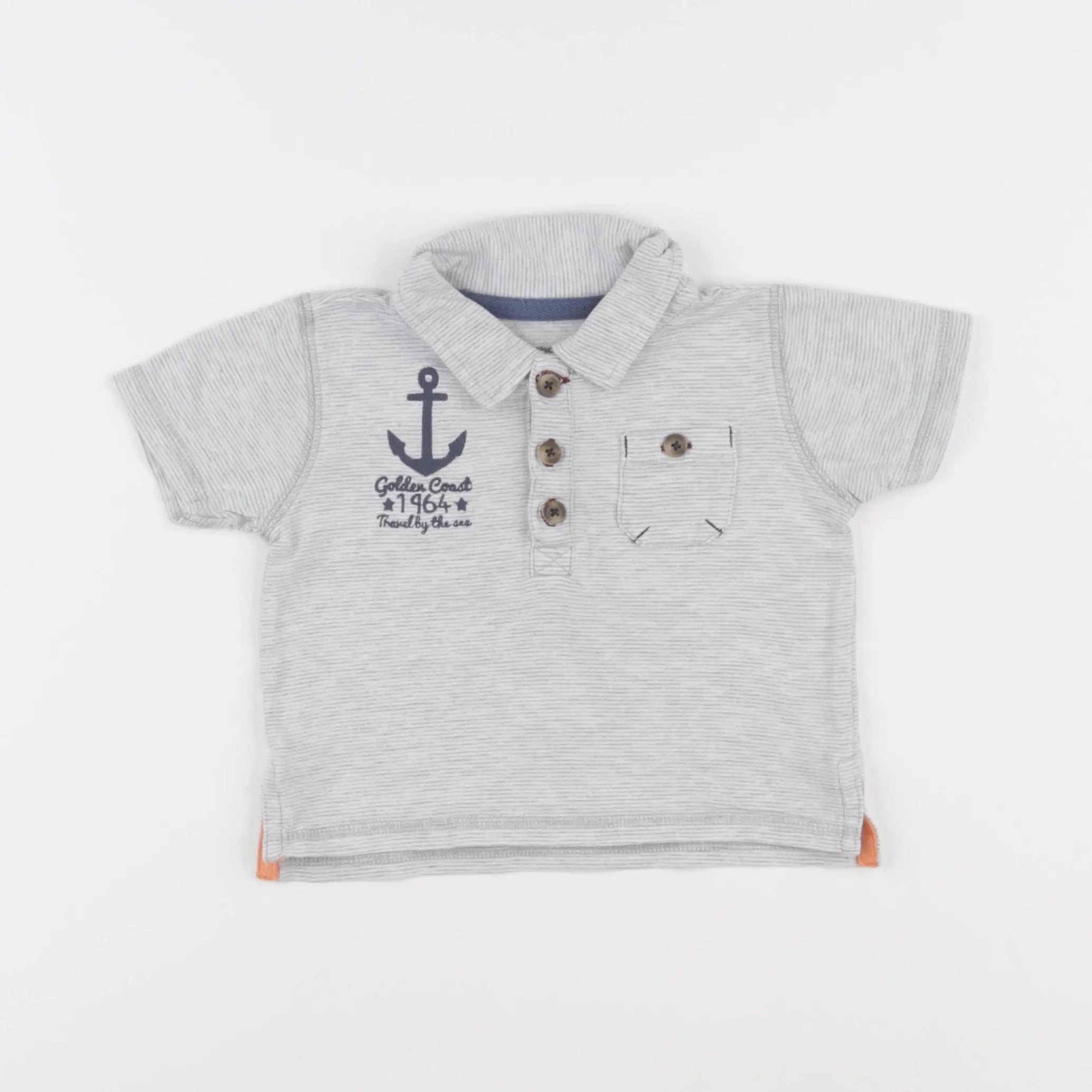 Vertbaudet - polo gris - 12 mois
