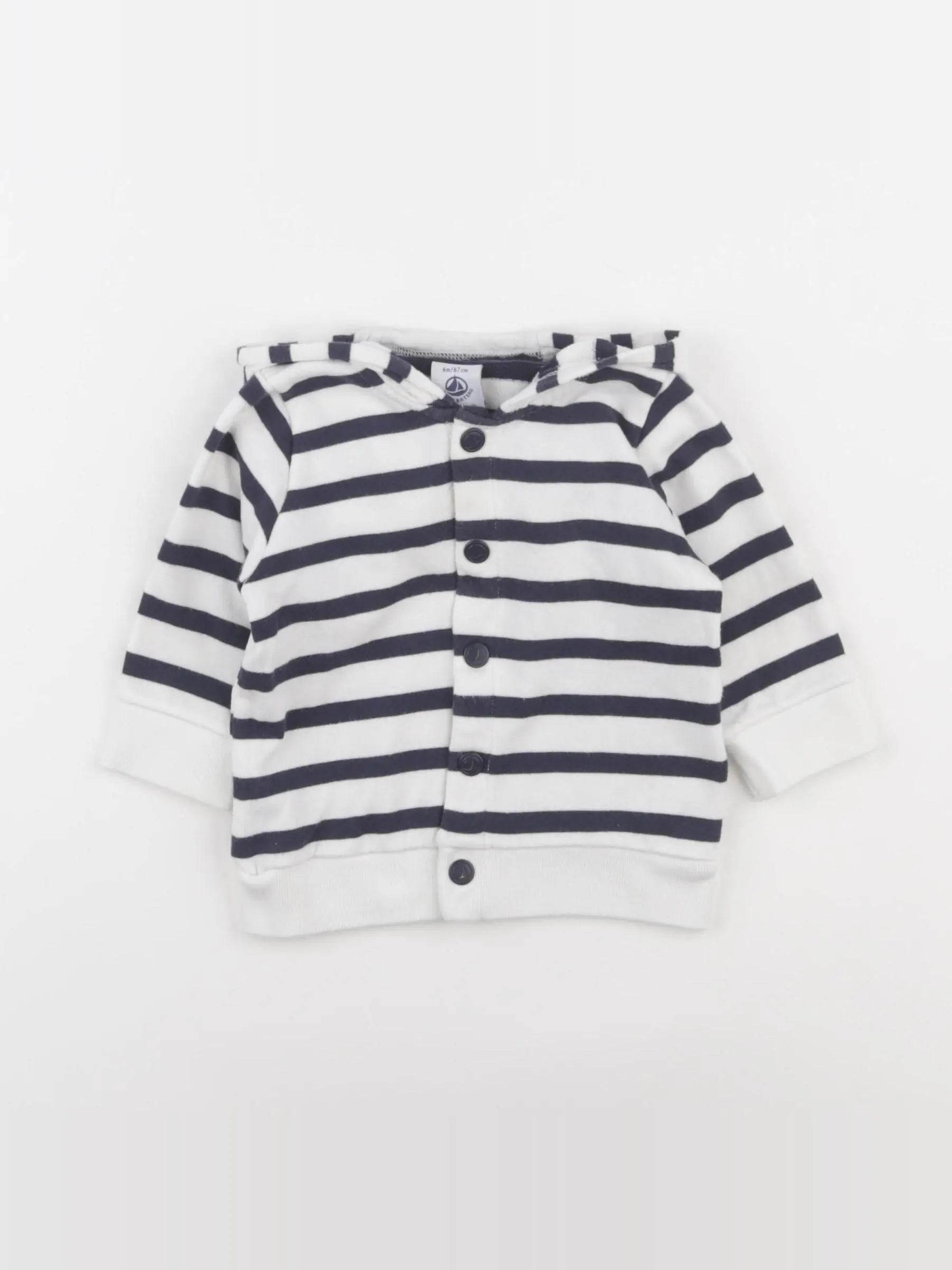 Petit Bateau - sweat blanc, bleu - 6 mois