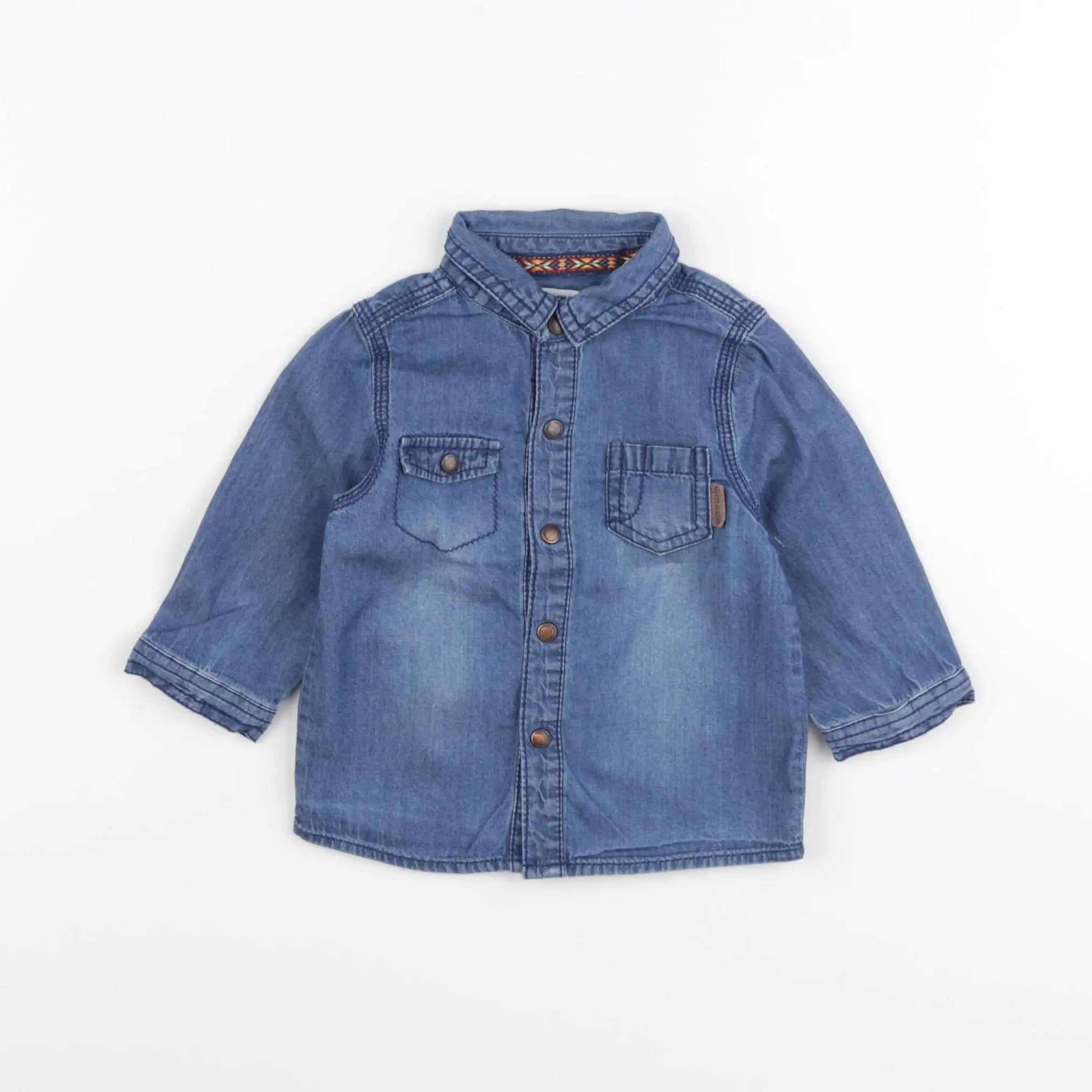 Vertbaudet - chemise bleu - 6 mois