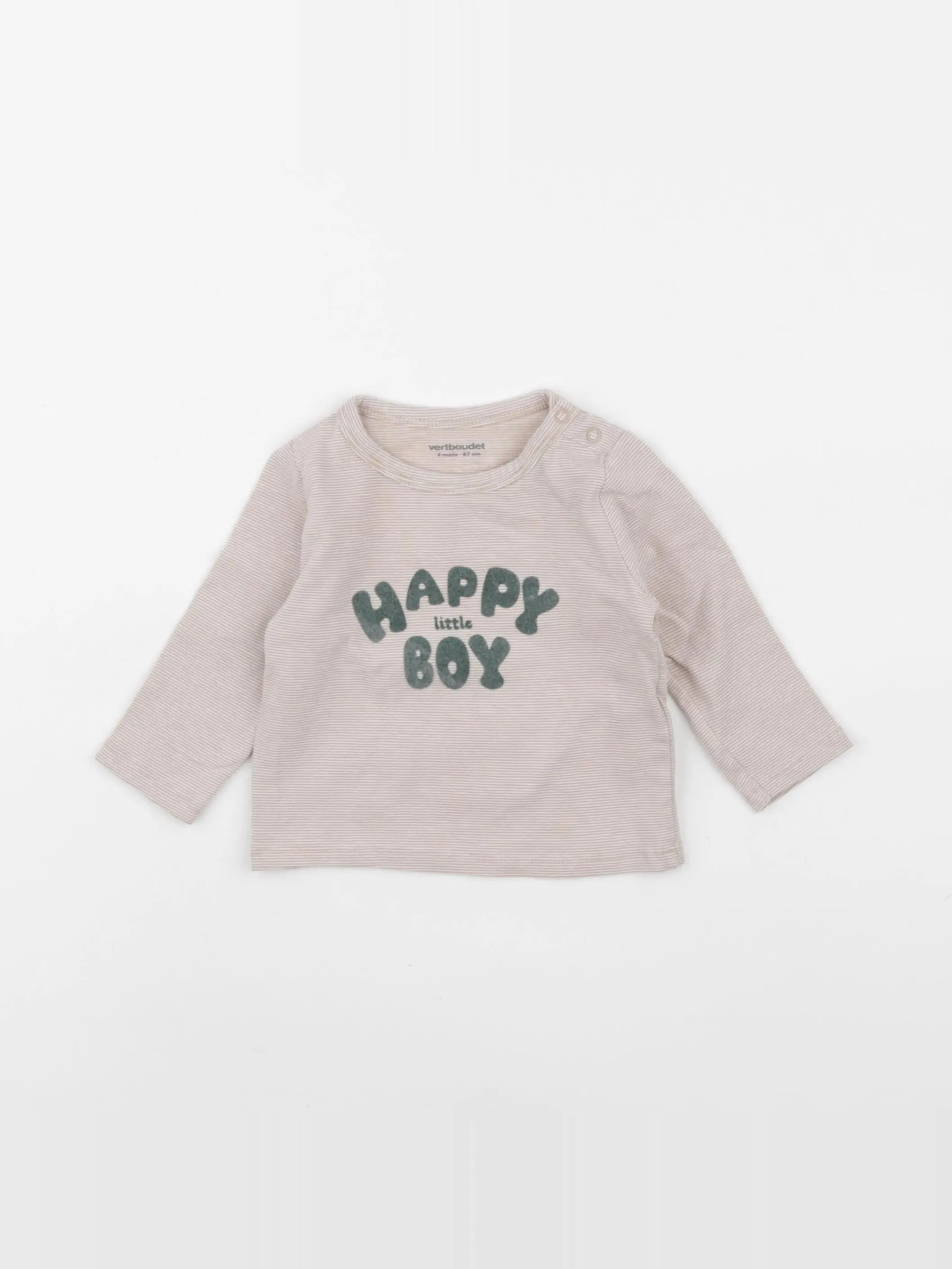 Vertbaudet - tee-shirt beige - 6 mois