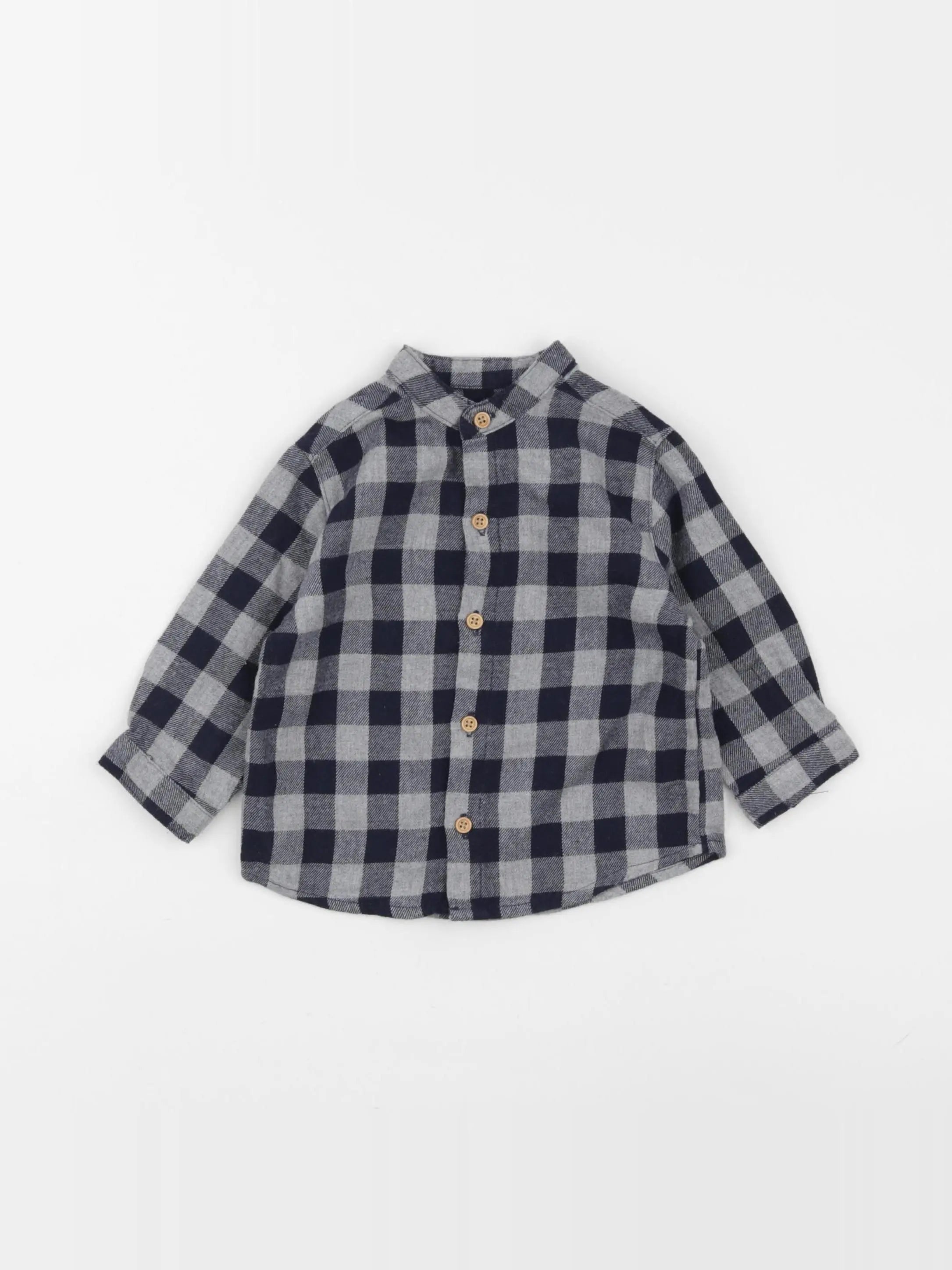 Boutchou - chemise bleu, gris - 6 mois