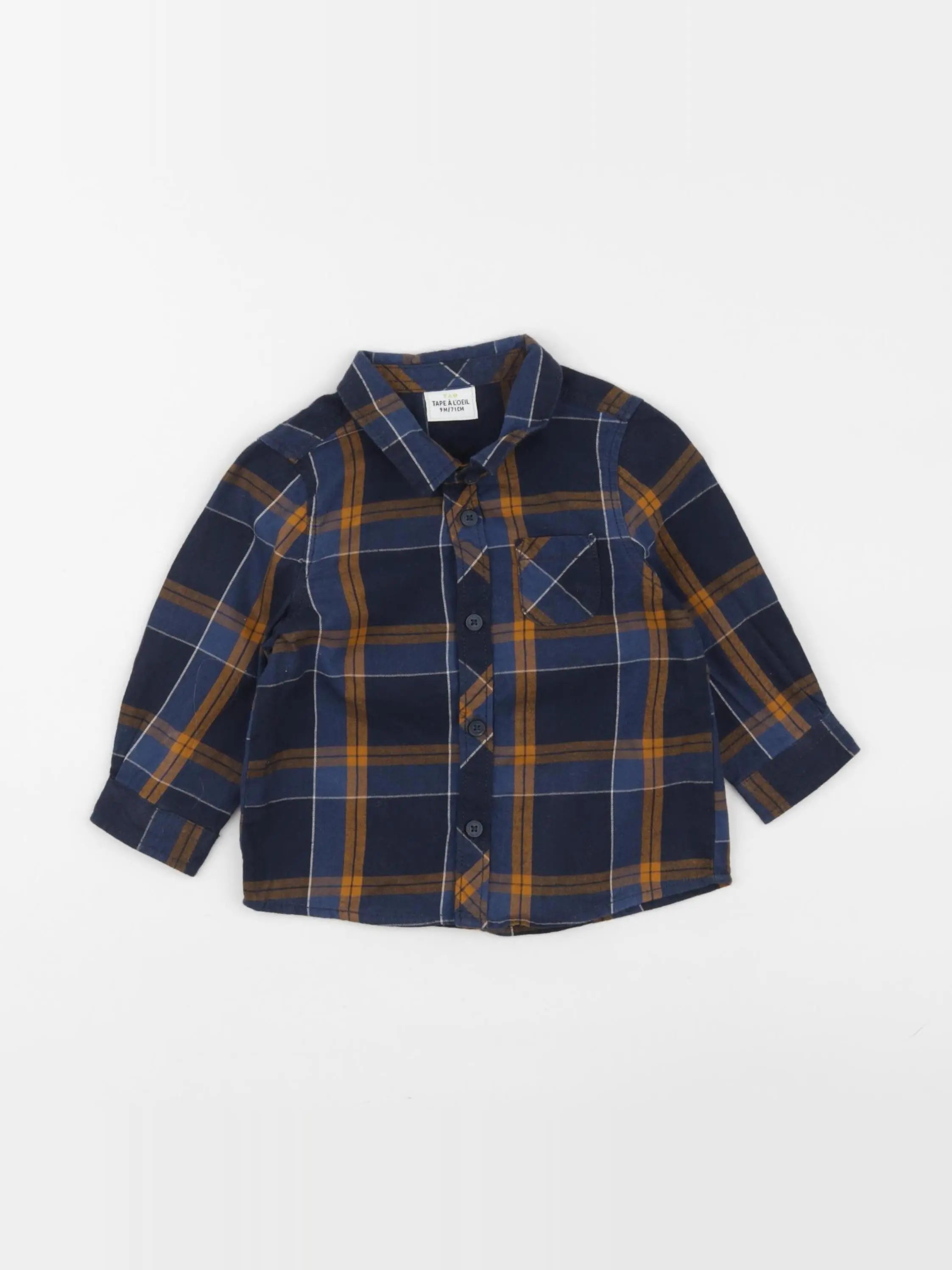 Tape à l'oeil - chemise bleu, marron - 9 mois