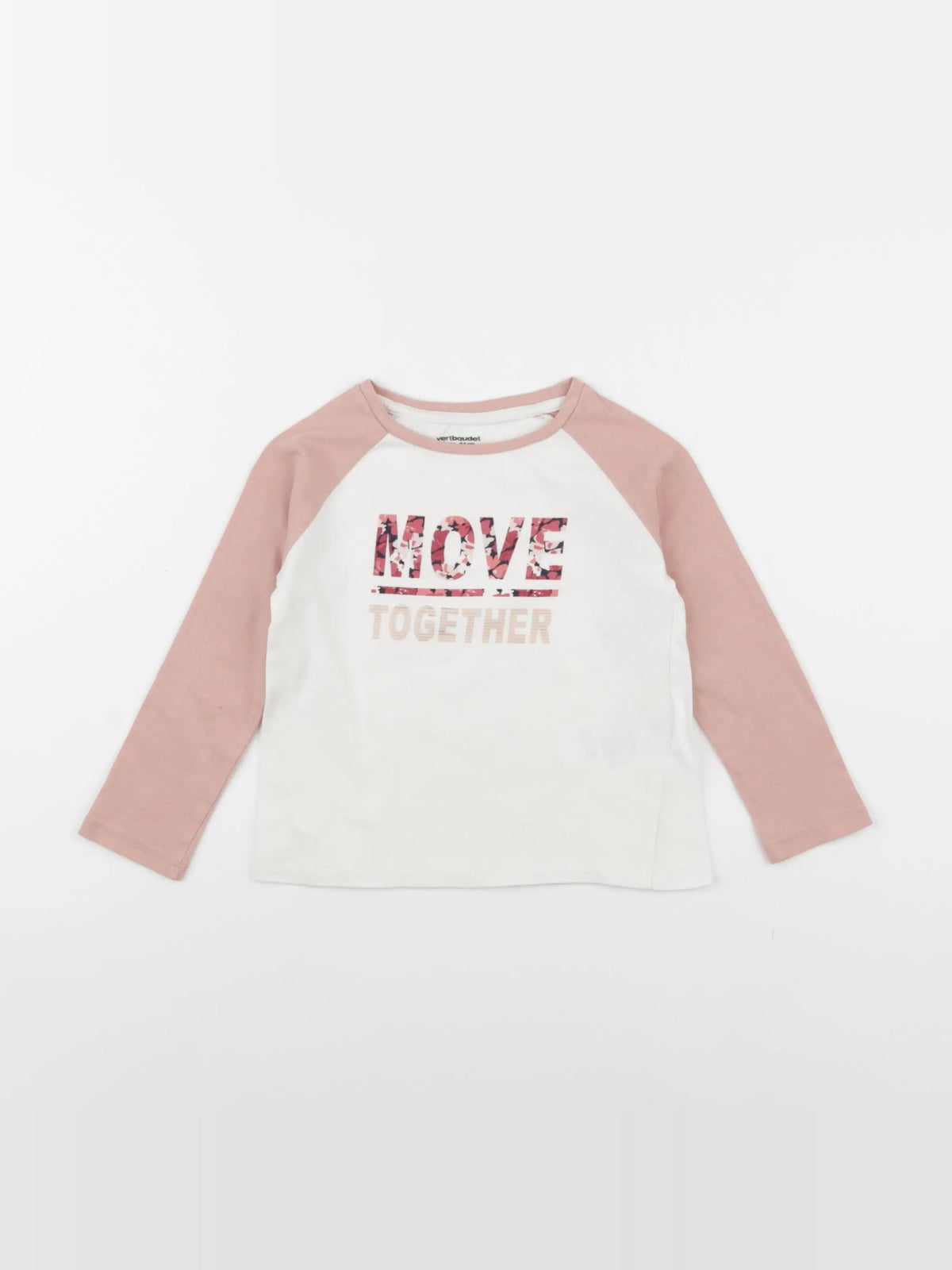 Vertbaudet - tee-shirt blanc, rose - 3 ans