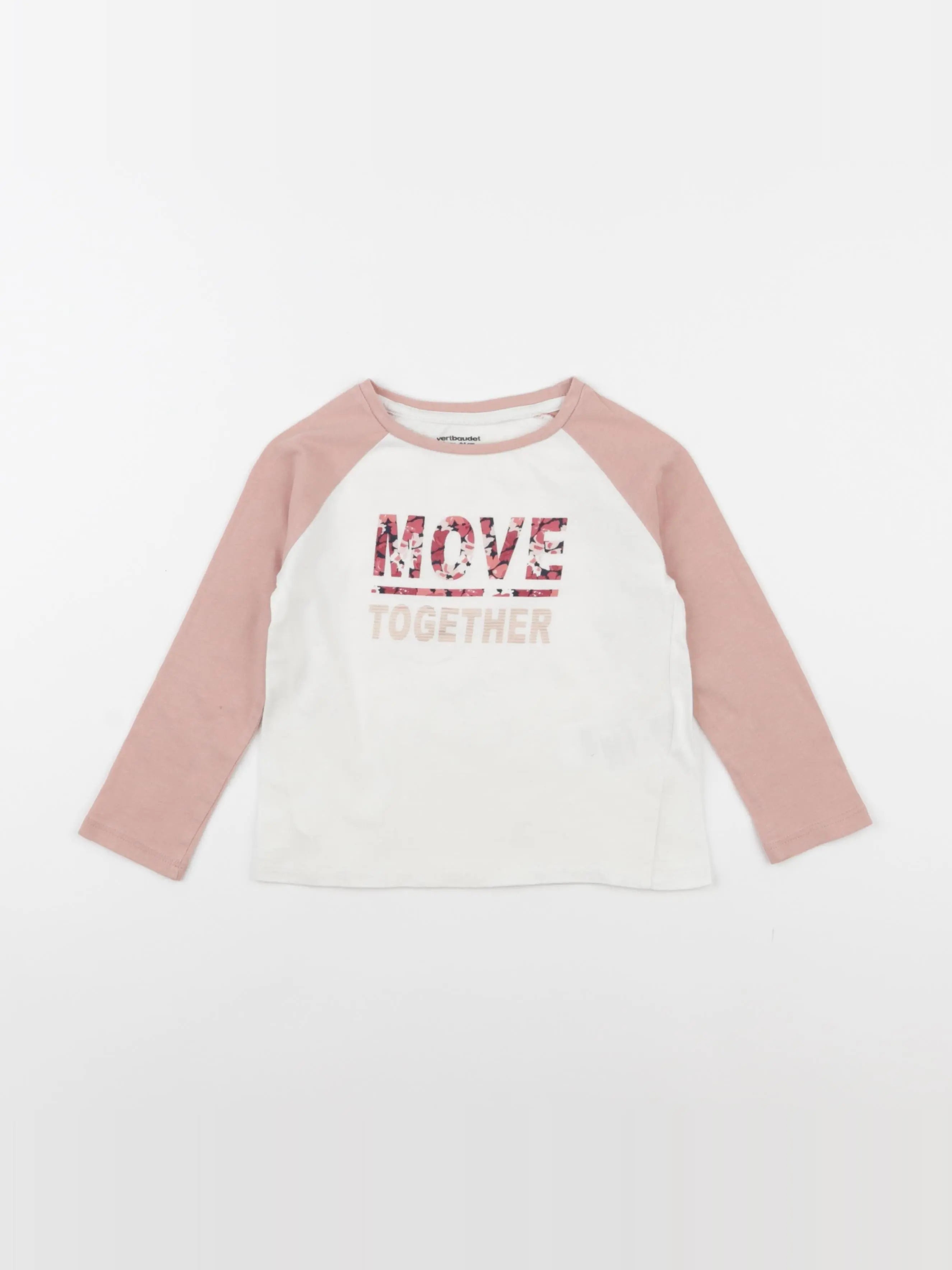 Vertbaudet - tee-shirt blanc, rose - 3 ans