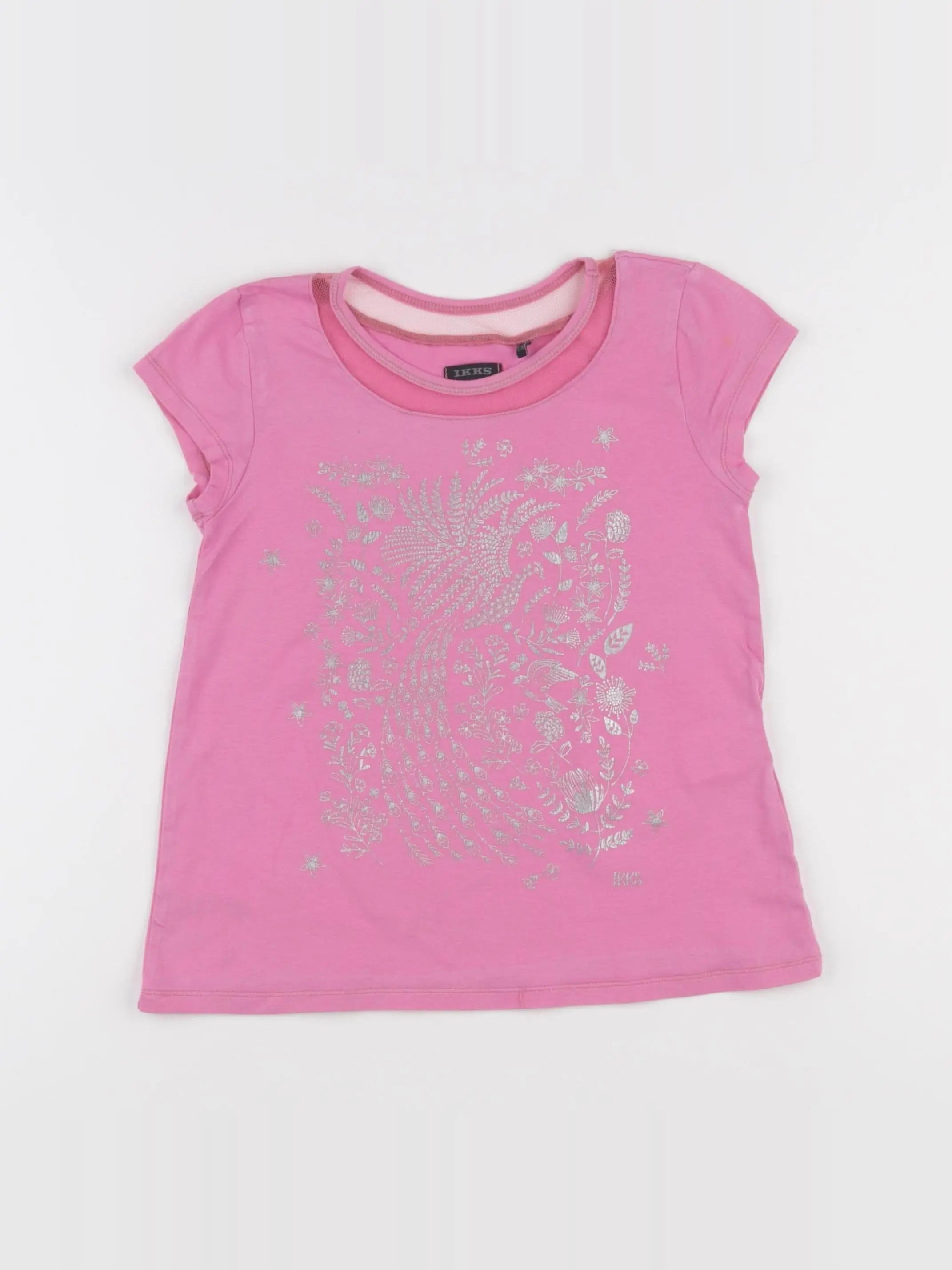 IKKS - tee-shirt argent, rose - 8 ans