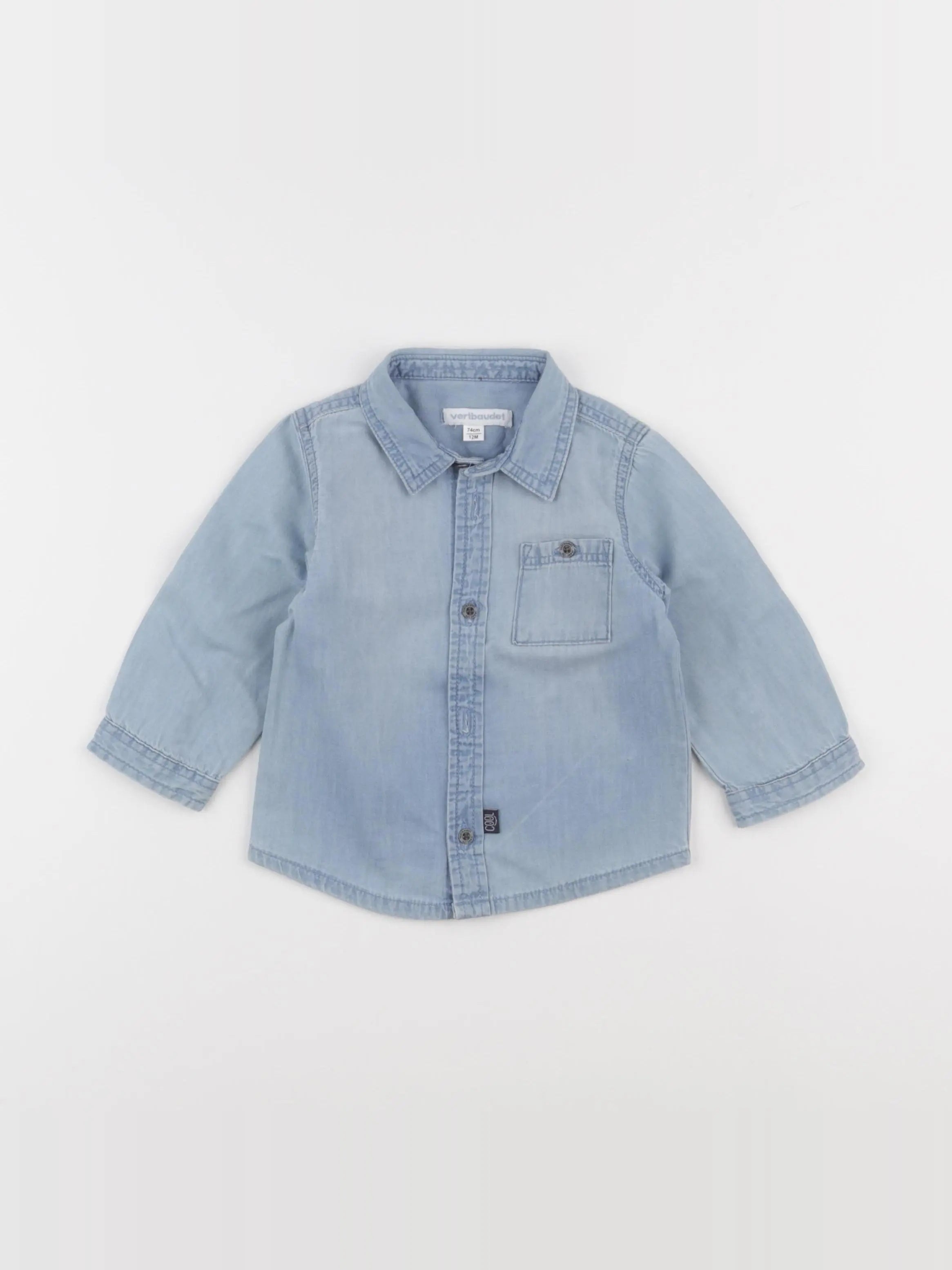 Vertbaudet - chemise bleu - 12 mois