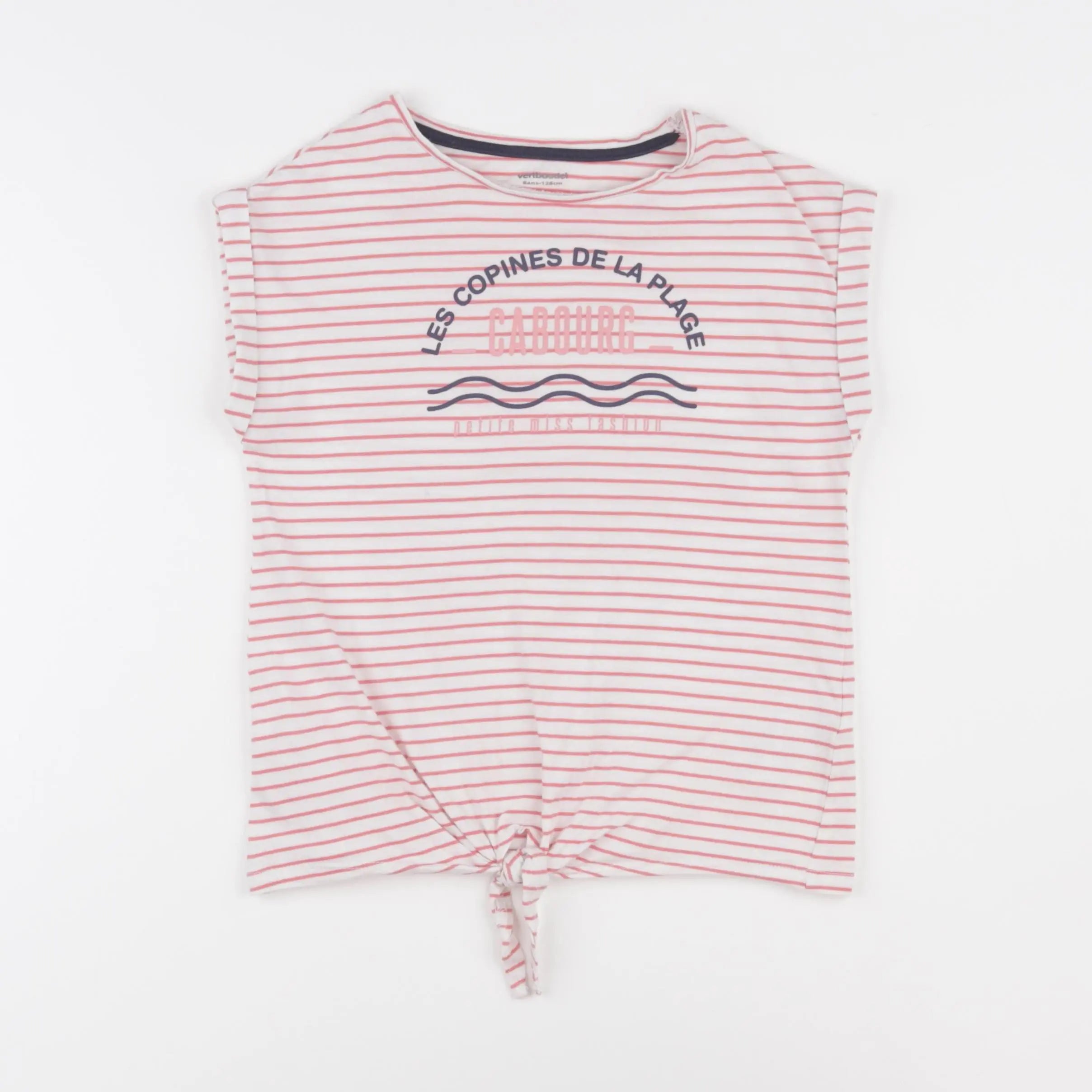 Vertbaudet - tee-shirt blanc, rose - 8 ans