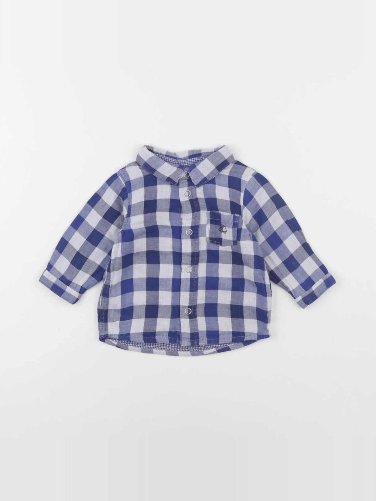 Petit Bateau - chemise bleu - 6 mois