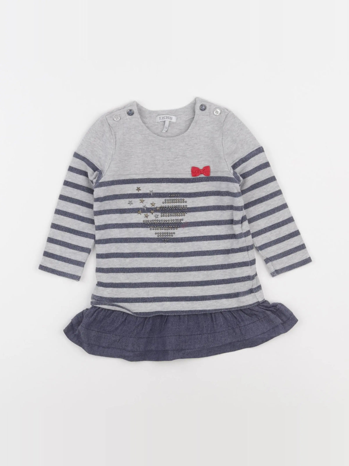 IKKS - robe bleu, gris - 12 mois