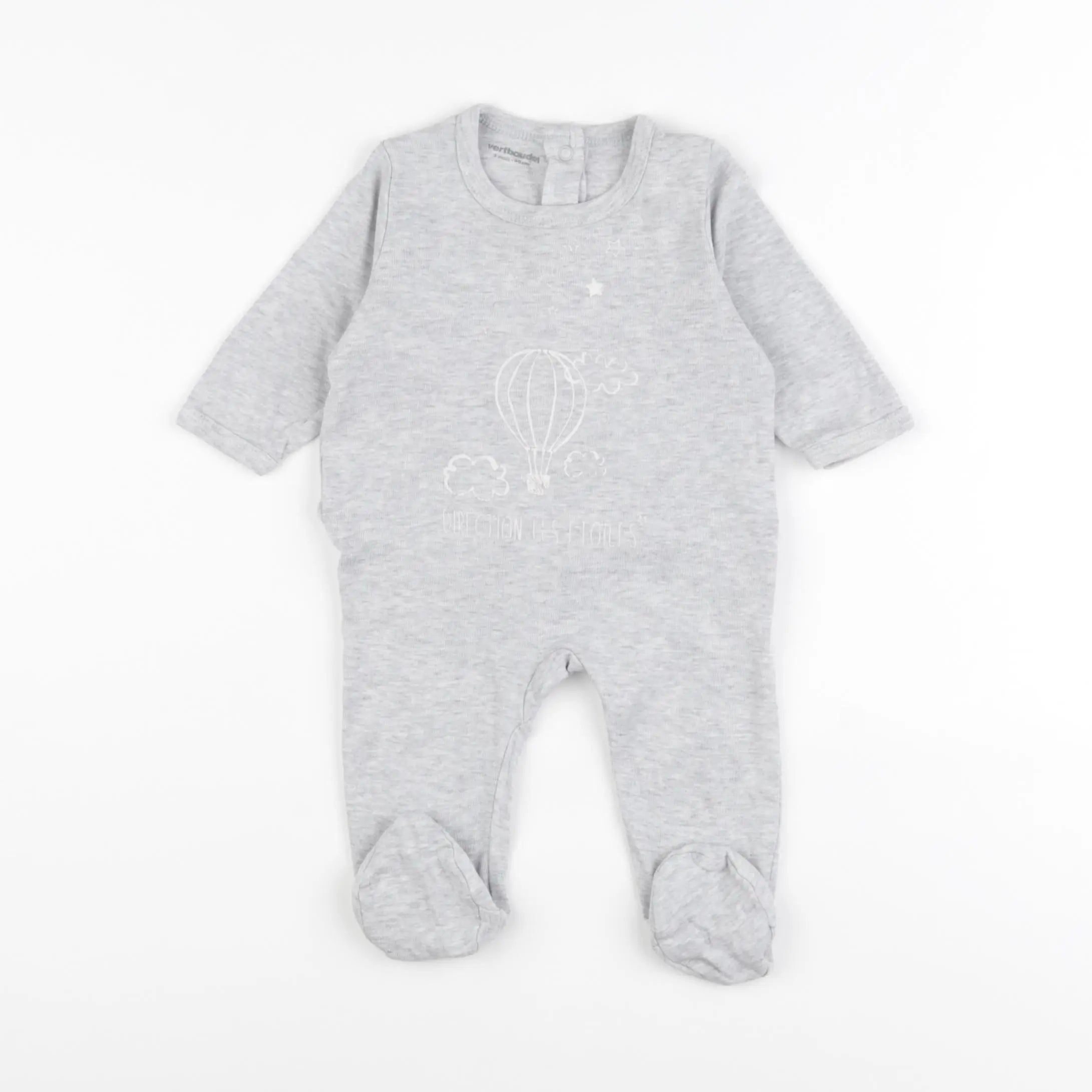 Vertbaudet - pyjama coton gris - 3 mois