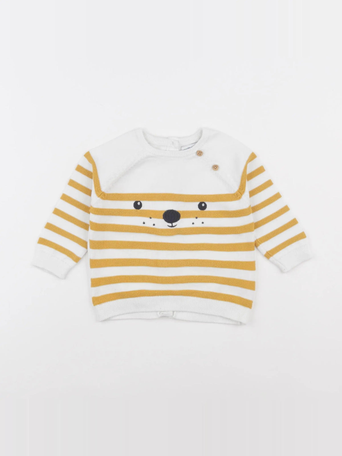 Vertbaudet - pull jaune, blanc - 18 mois