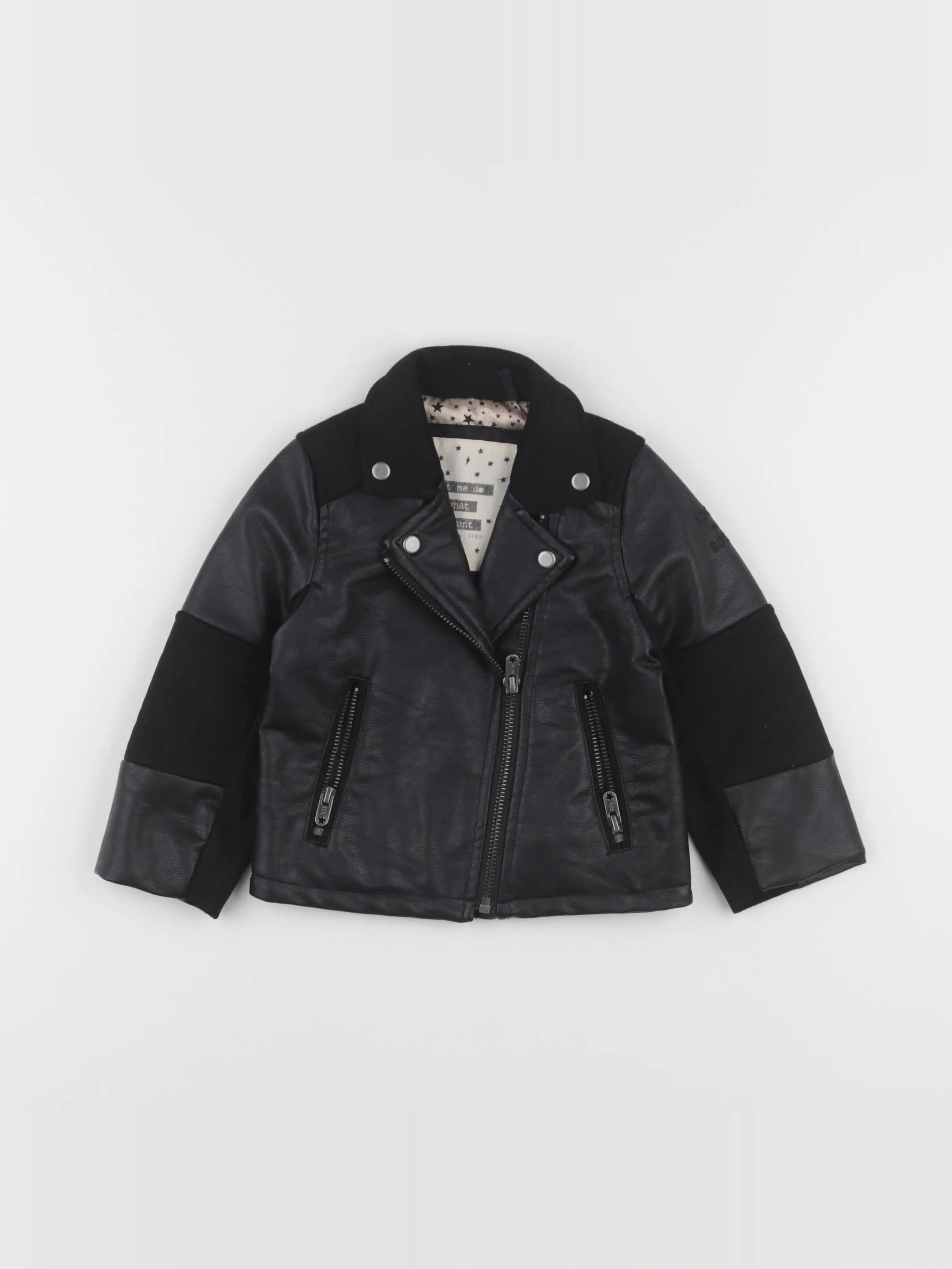 IKKS - veste simili cuir noir - 2 ans