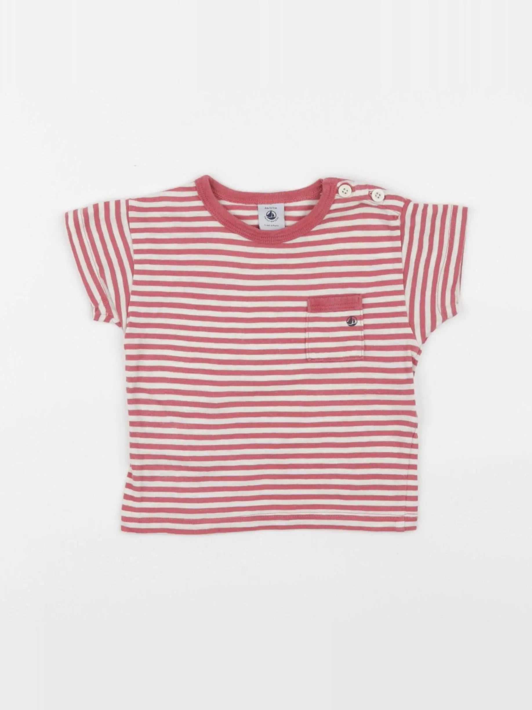Petit Bateau - tee-shirt beige, rose - 6 mois