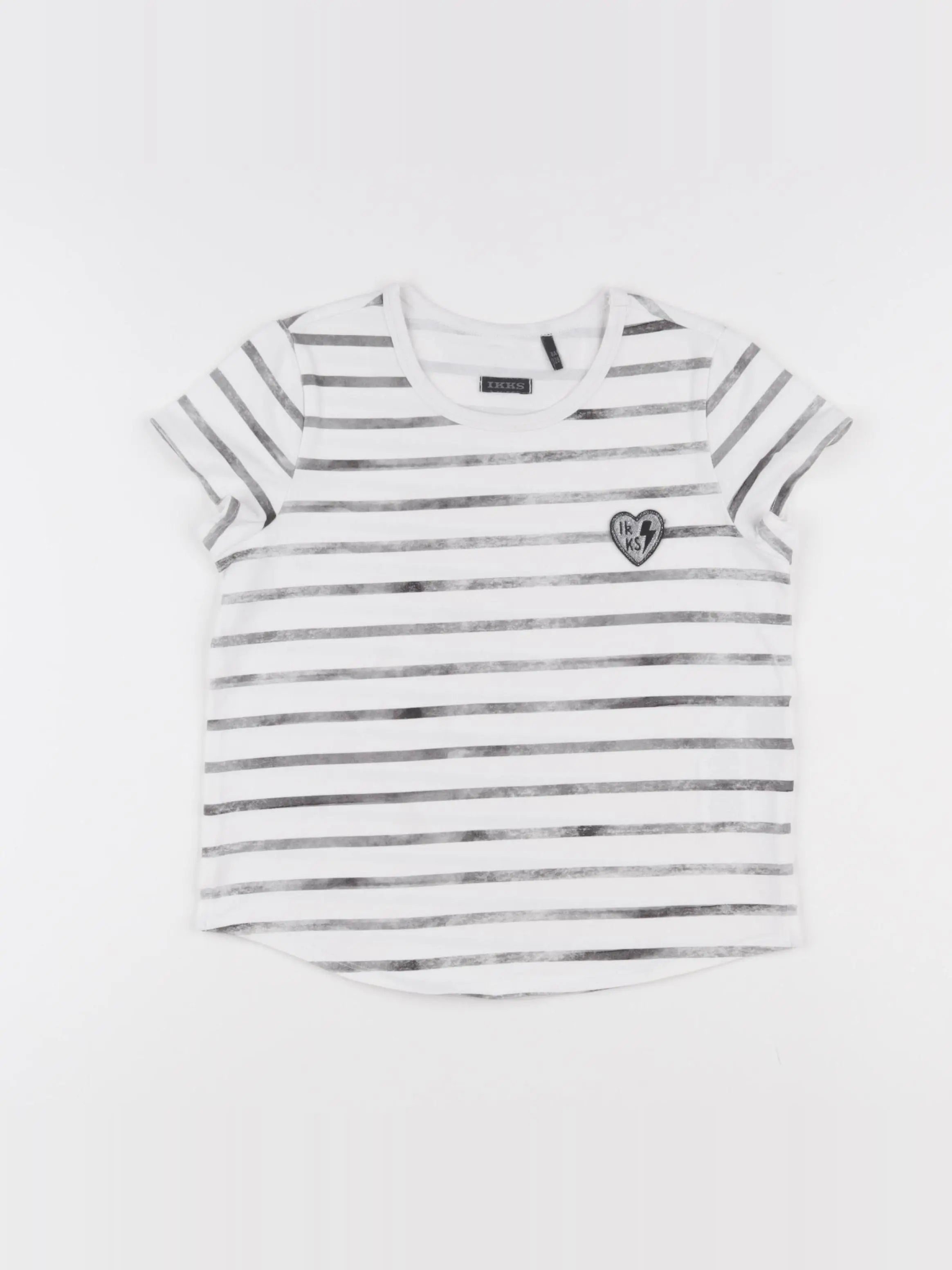 IKKS - tee-shirt blanc, gris - 8 ans