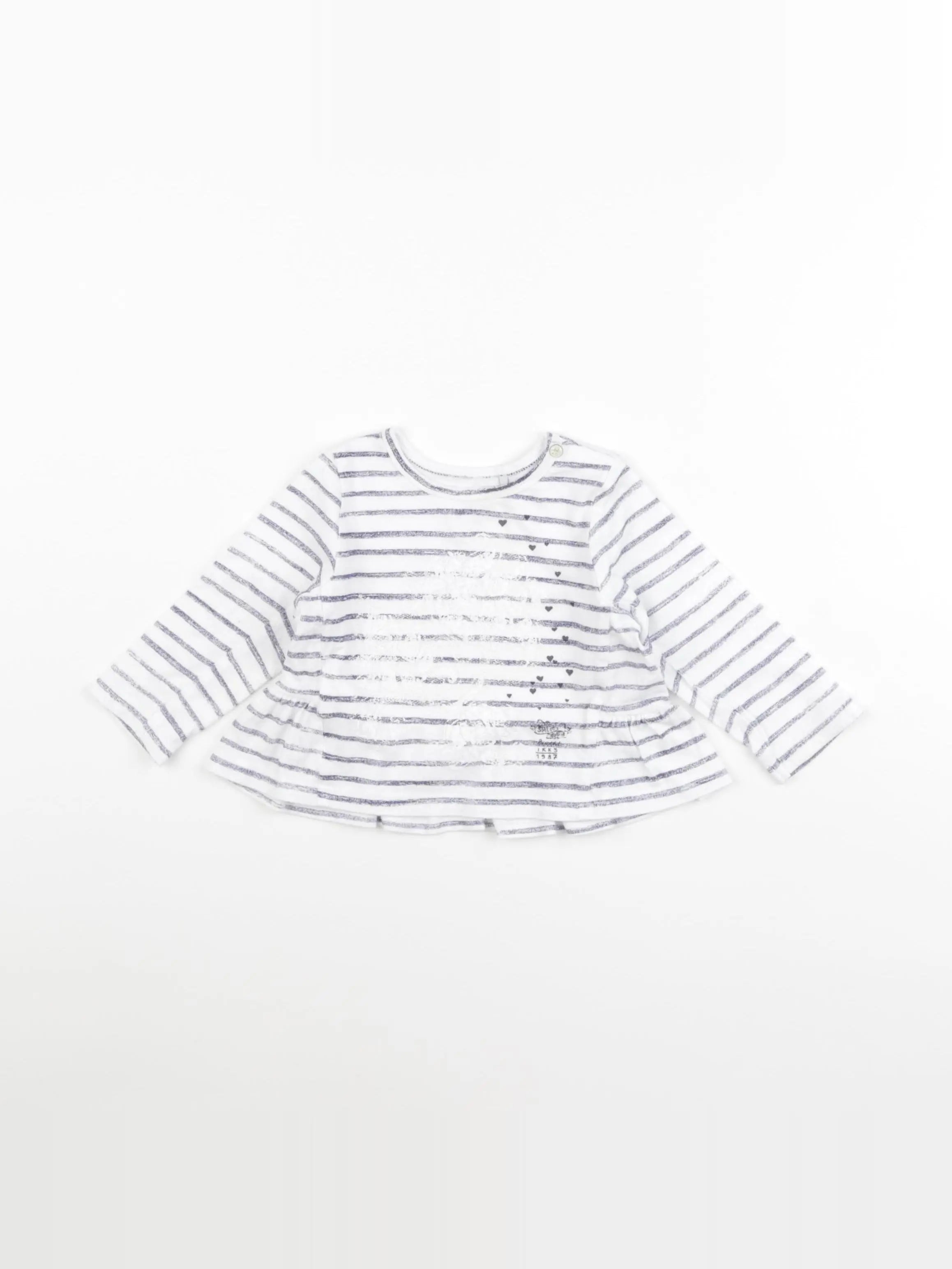 IKKS - tee-shirt blanc, bleu - 12 mois