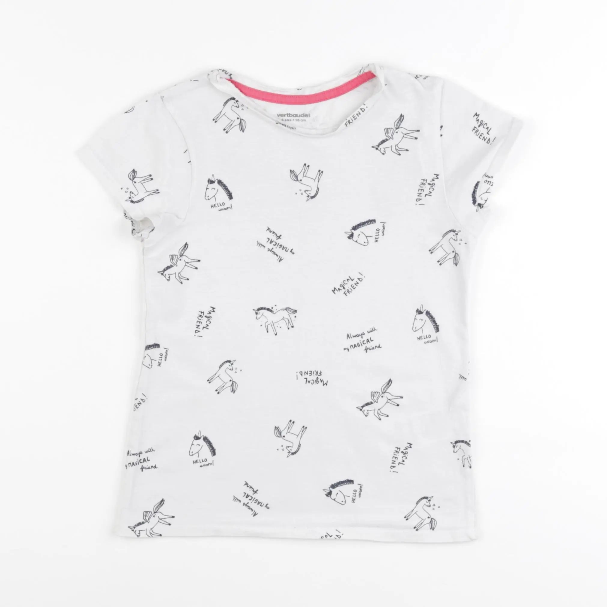 Vertbaudet - tee-shirt blanc, bleu - 6 ans