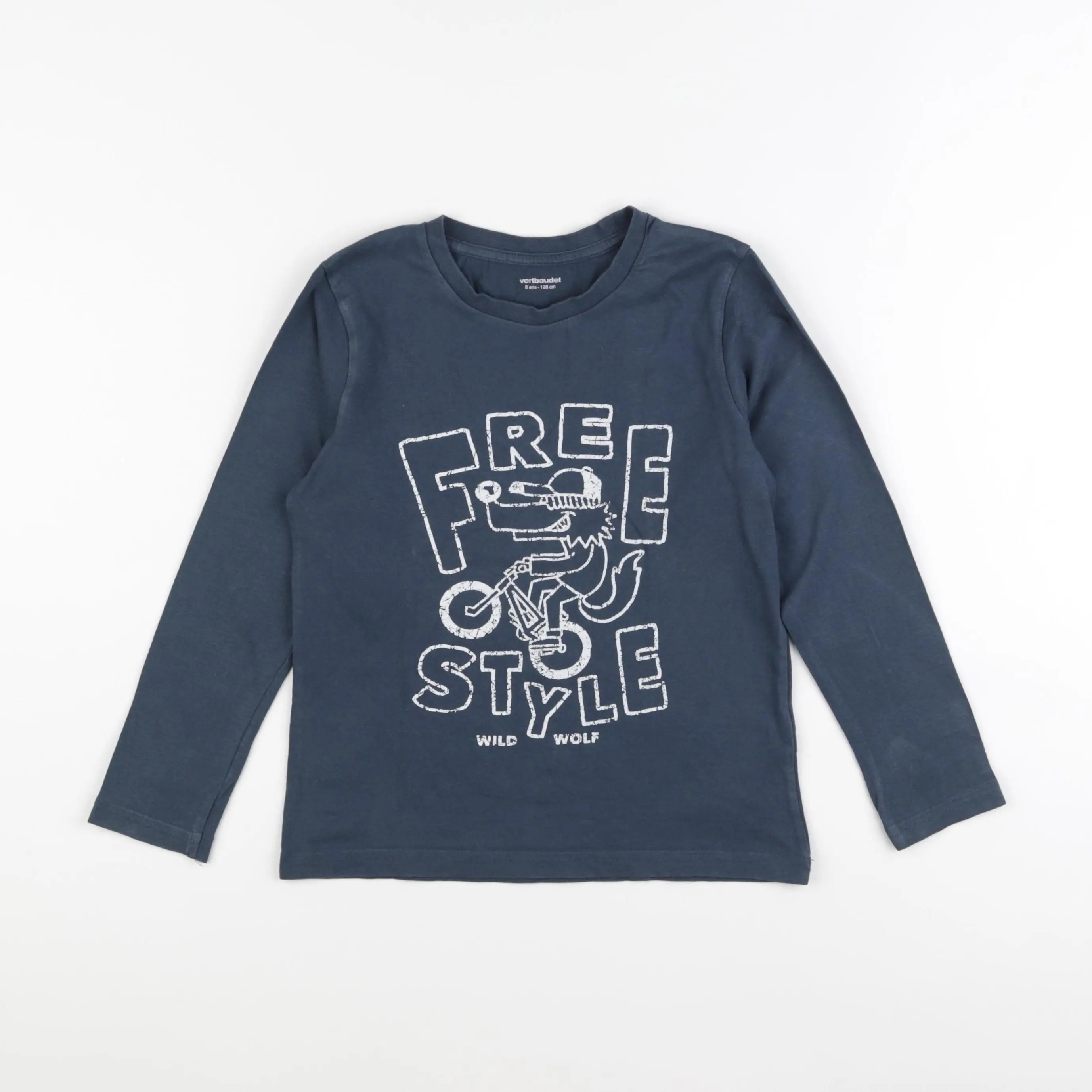 Vertbaudet - tee-shirt bleu - 8 ans