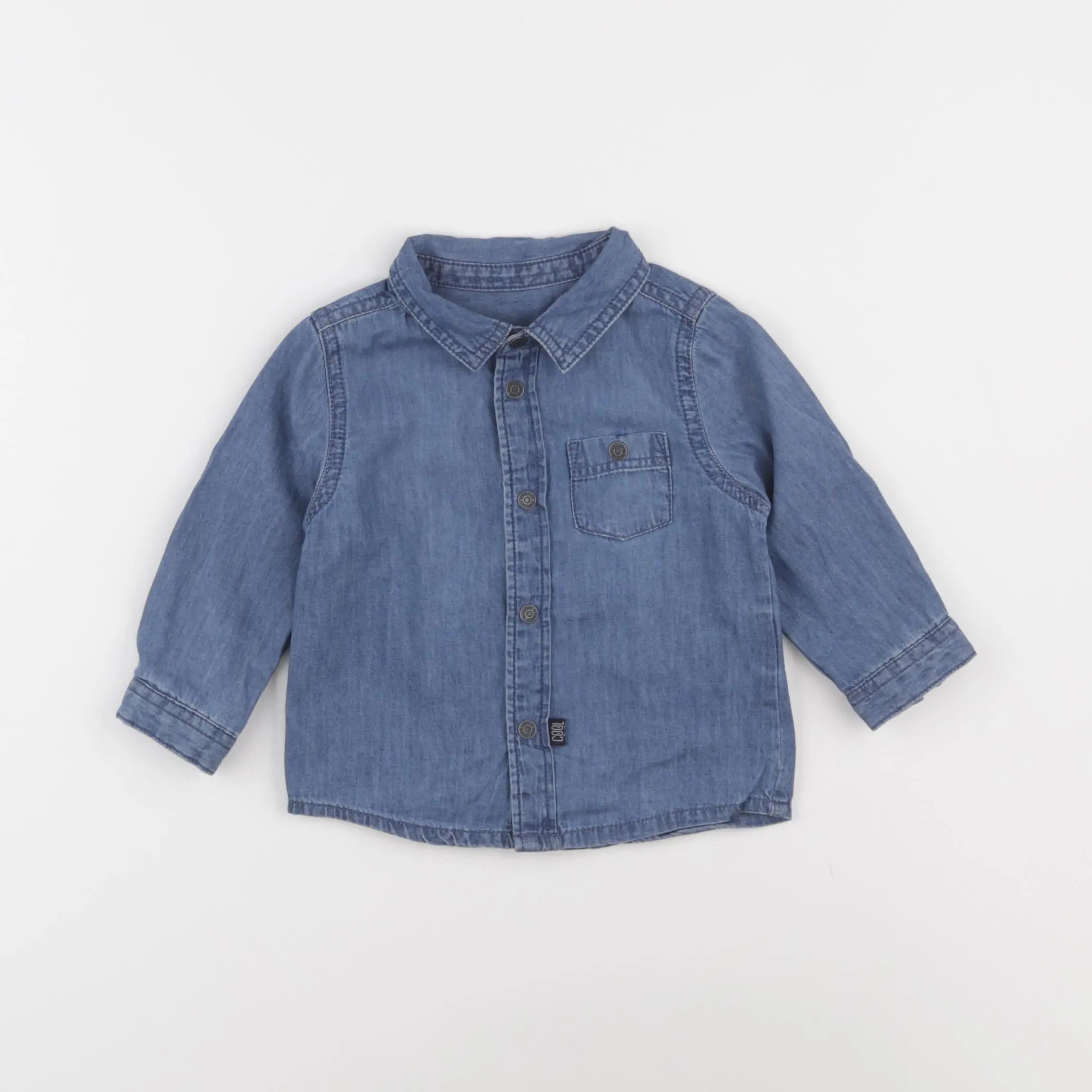 Vertbaudet - chemise bleu - 9 mois