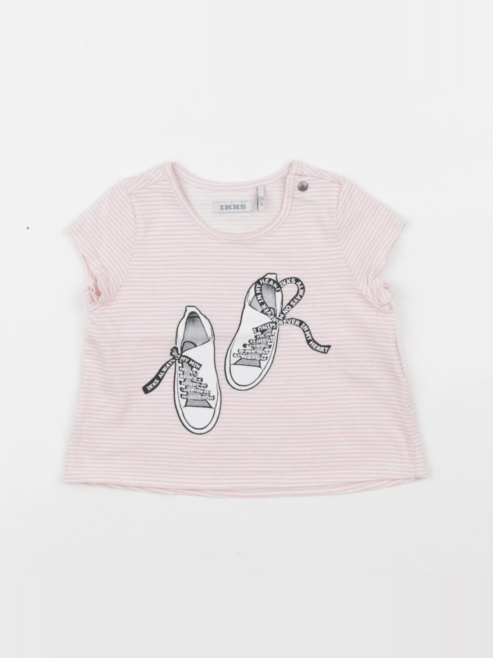 IKKS - tee-shirt blanc, rose - 12 mois