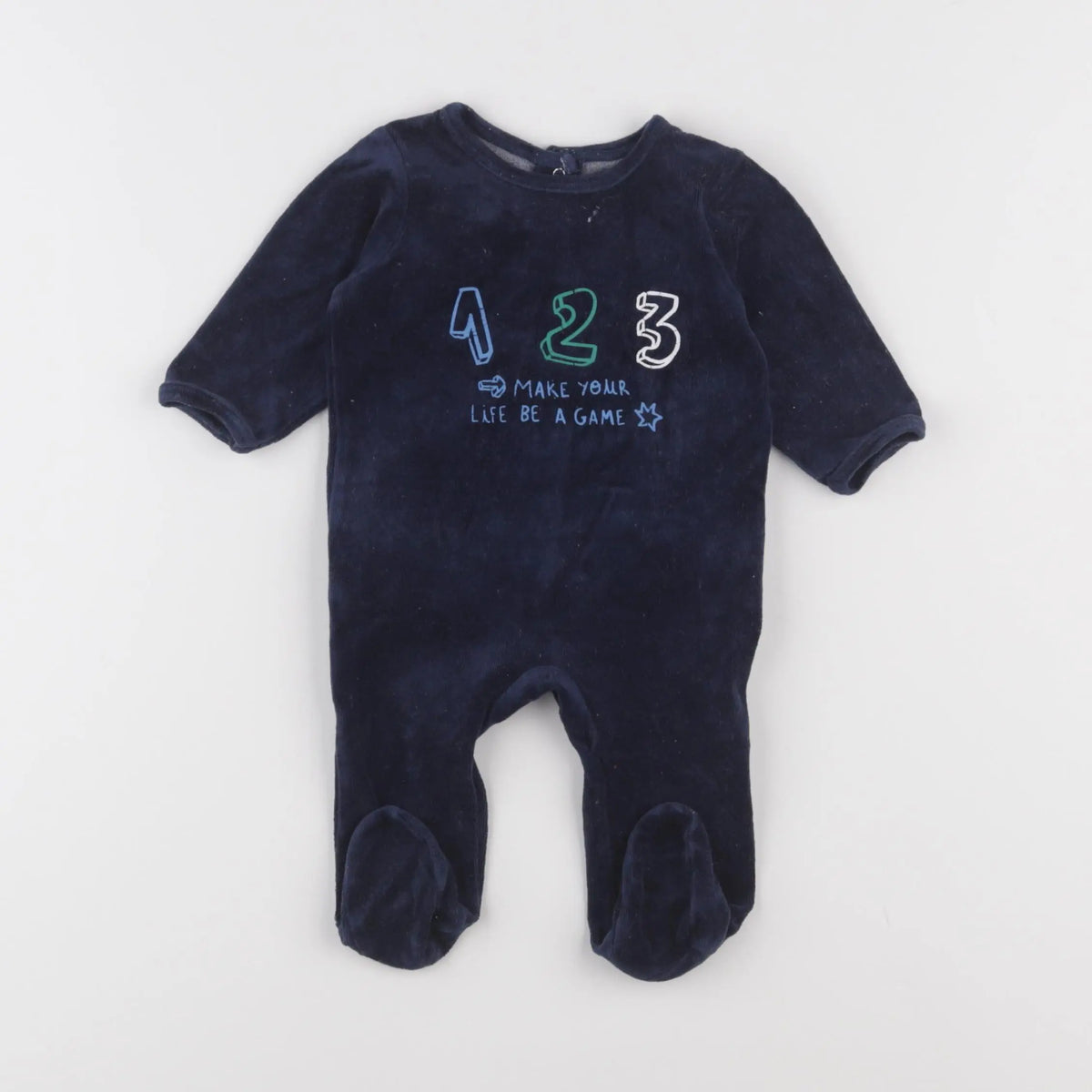 Vertbaudet - pyjama velours bleu - 3 mois