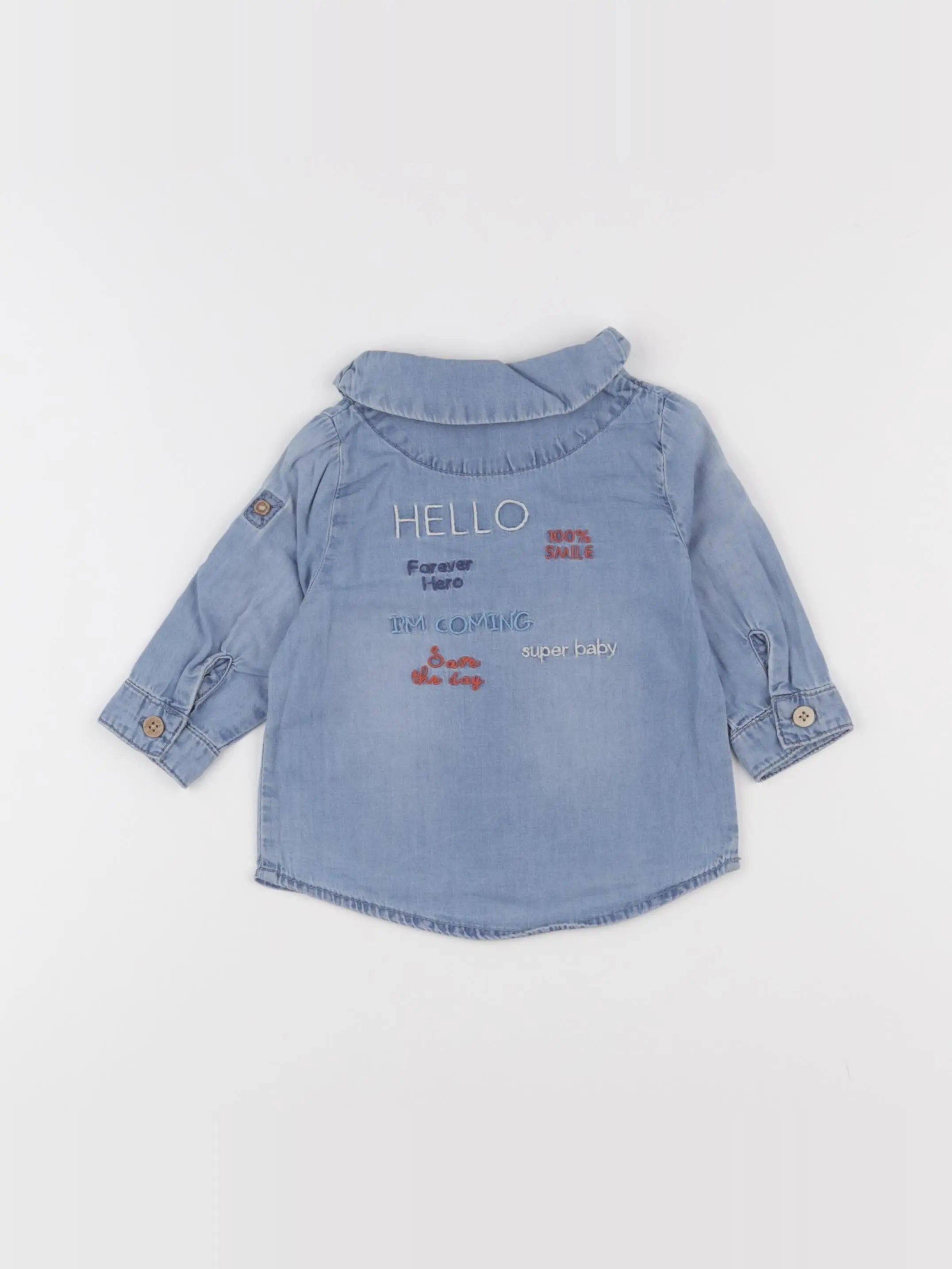 Tape à l'oeil - blouse imprimé au dos bleu - 6 mois