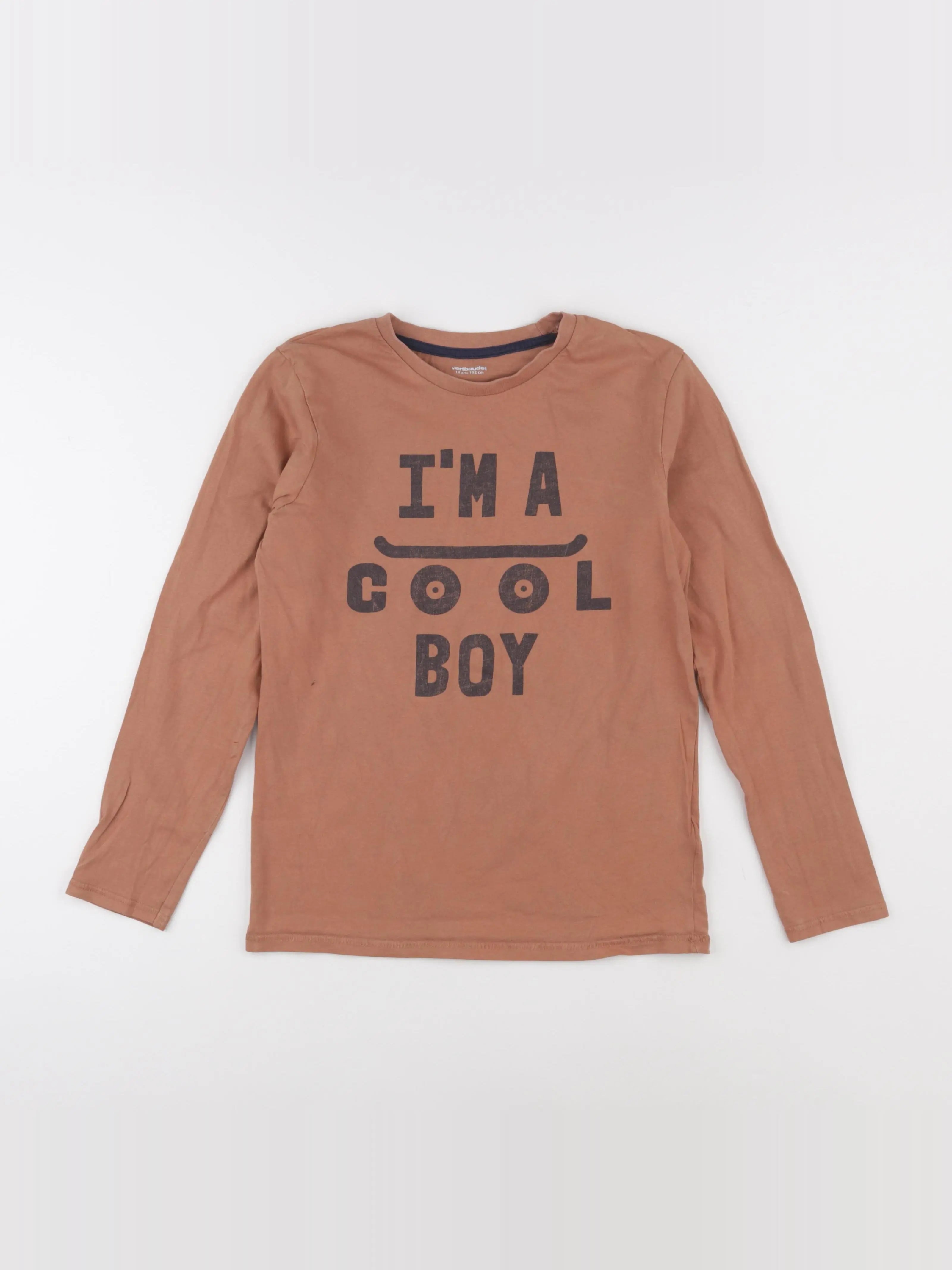 Vertbaudet - tee-shirt marron - 12 ans