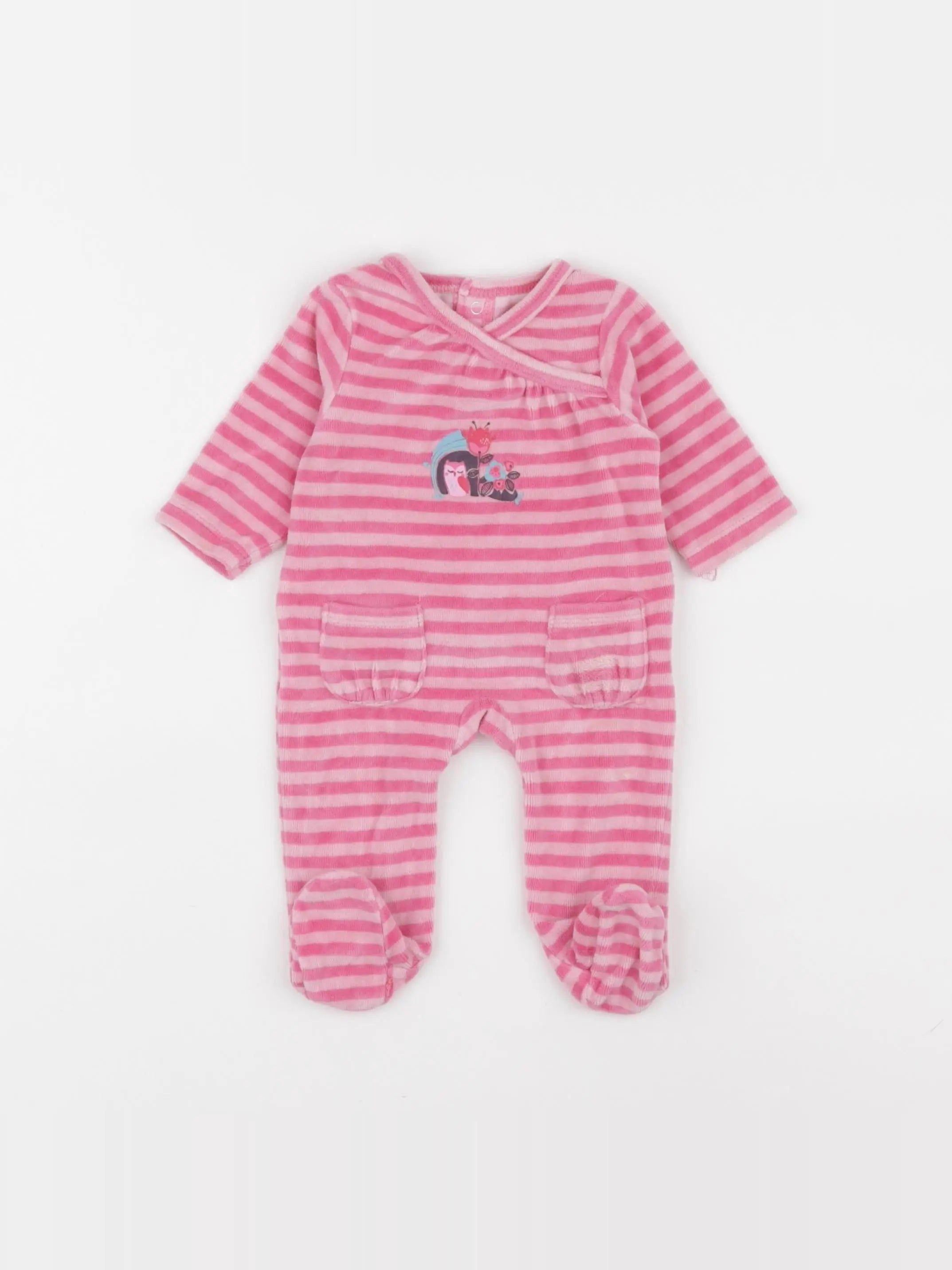 Vertbaudet - pyjama velours rose - 1 mois