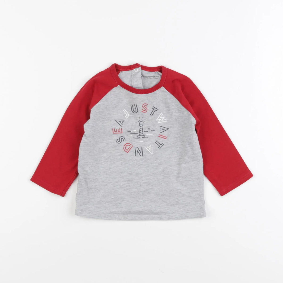 Vertbaudet - tee-shirt gris, rouge - 12 mois