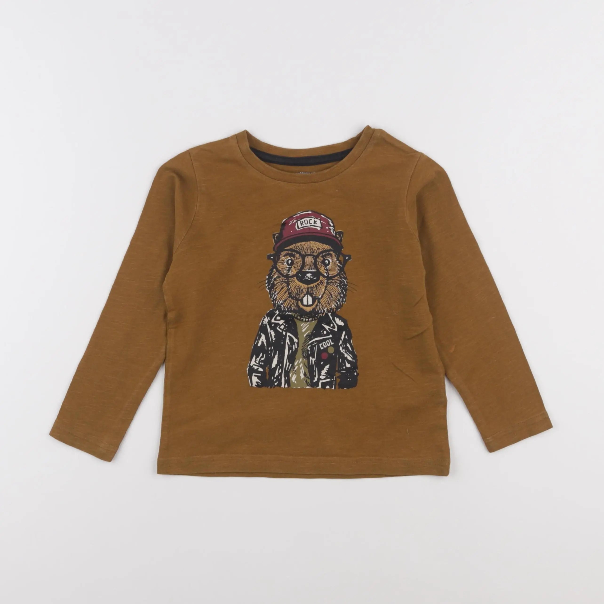 Vertbaudet - tee-shirt marron - 4 ans