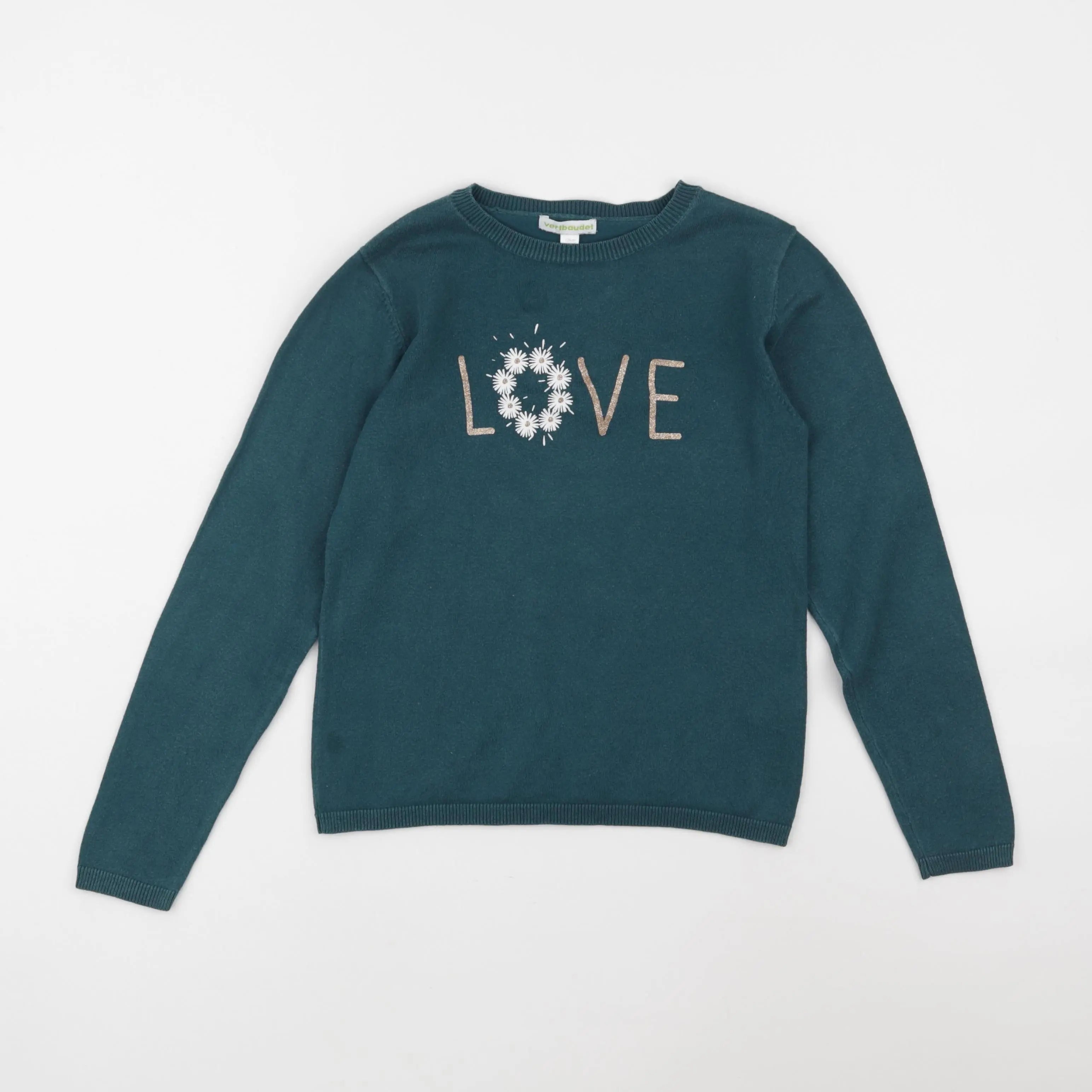 Vertbaudet - pull vert - 8 ans