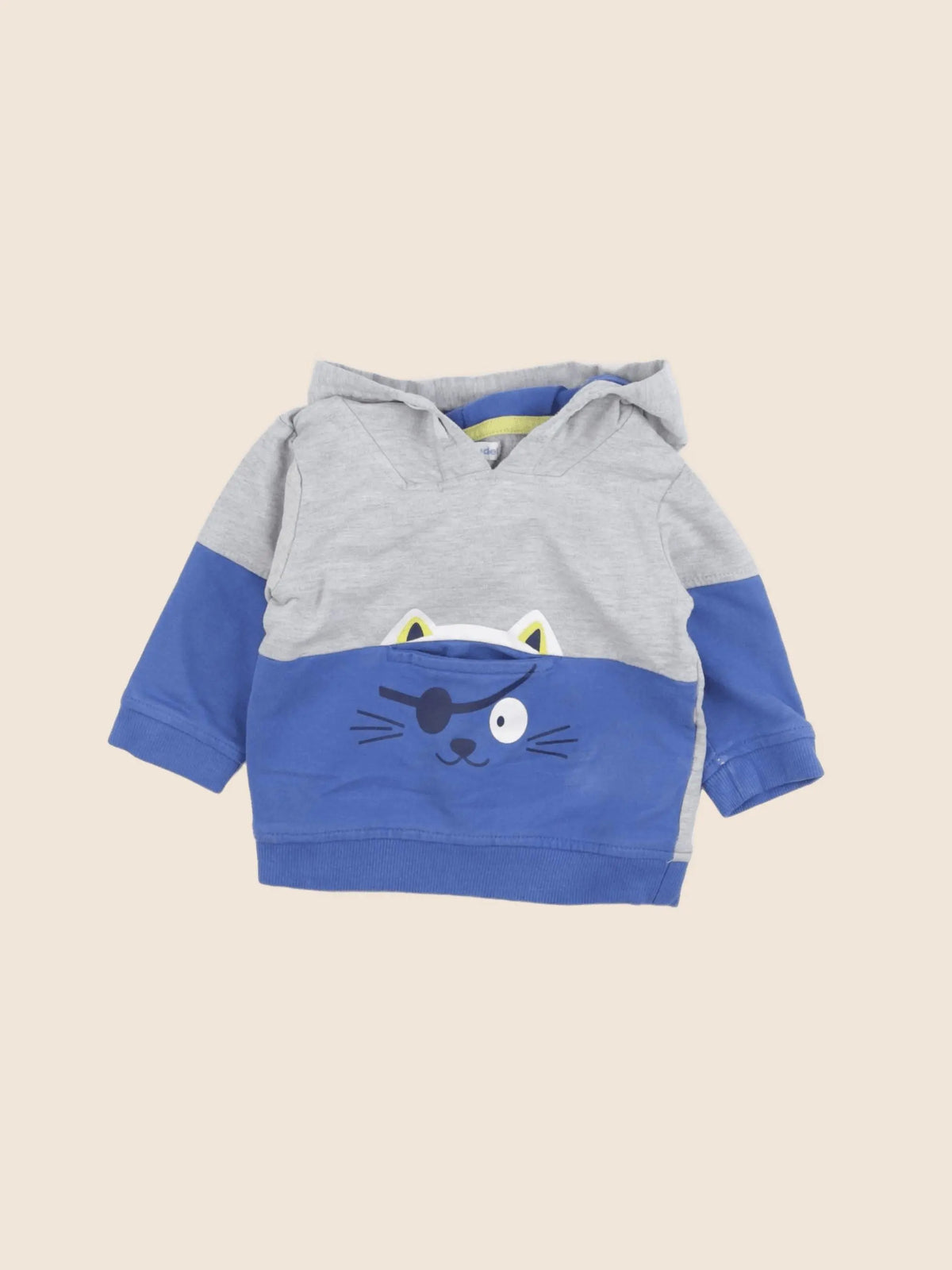 Vertbaudet - sweat bleu, gris - 12 mois