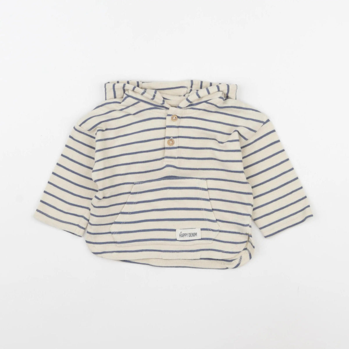 Vertbaudet - sweat beige, bleu - 9 mois