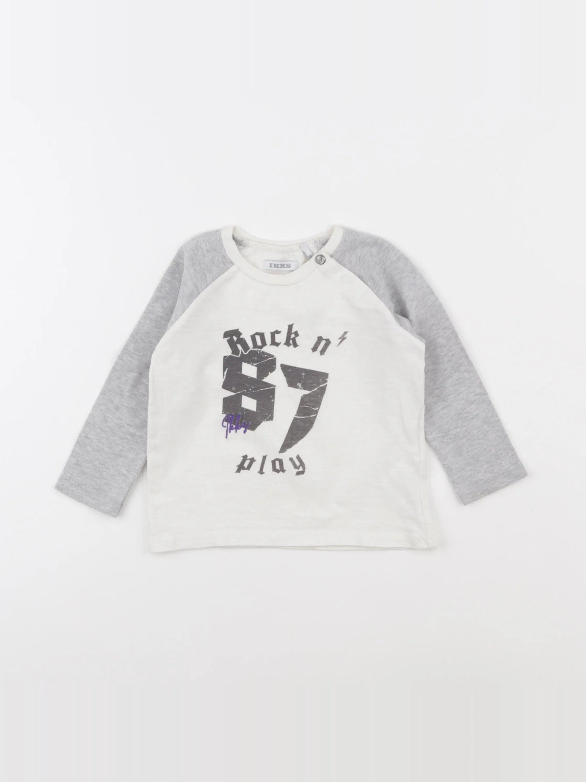 IKKS - tee-shirt gris, blanc - 12 mois