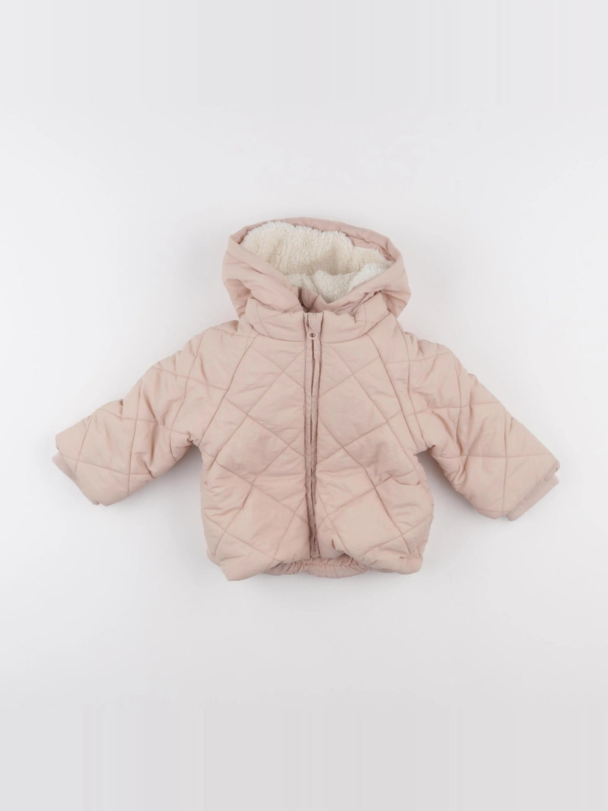 Vertbaudet - doudoune avec capuche amovible rose - 12 mois