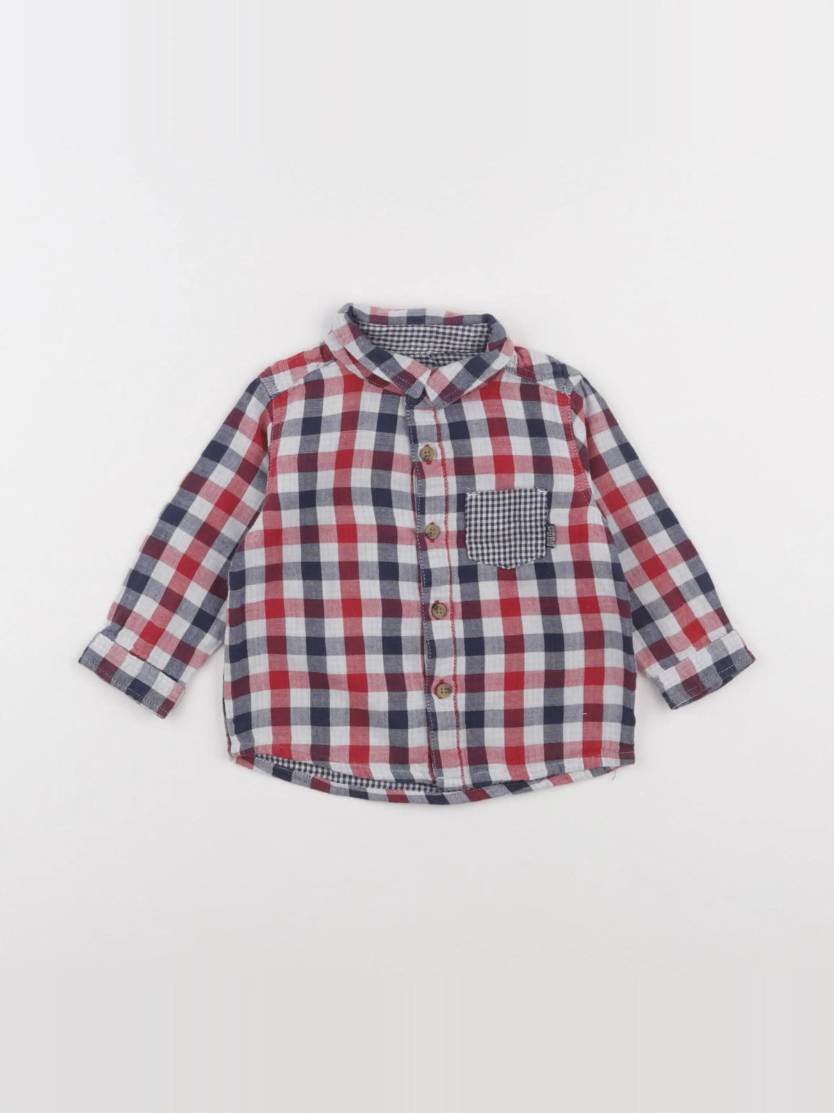 Vertbaudet - chemise rouge - 12 mois