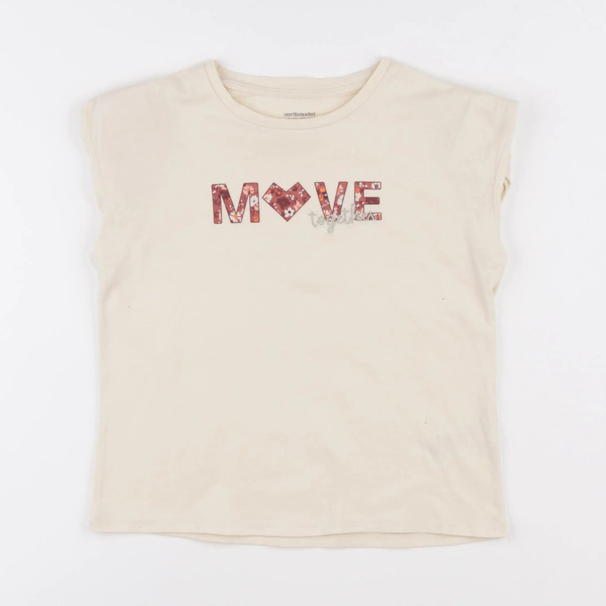 Vertbaudet - tee-shirt beige - 8 ans